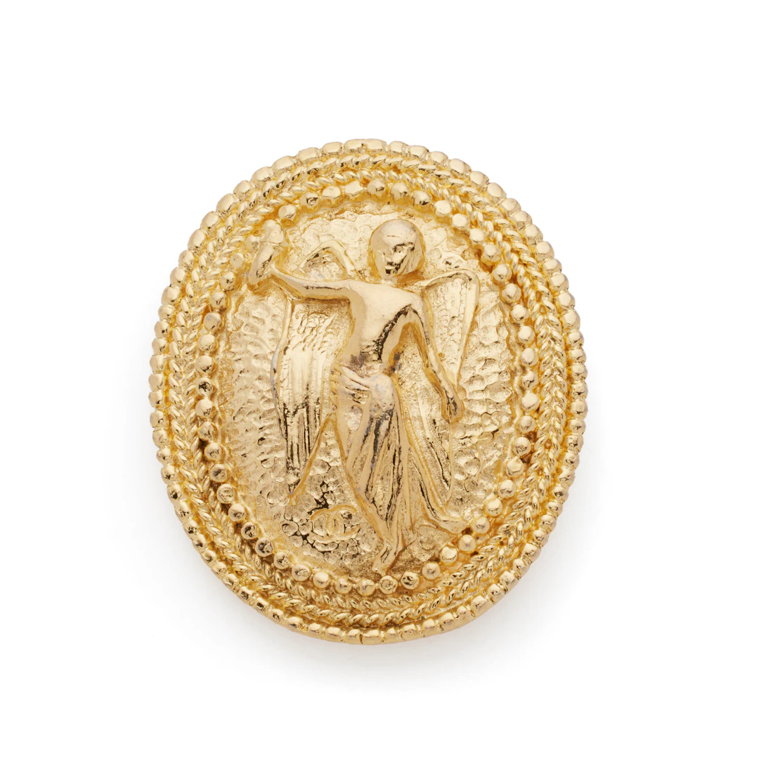 Gold Plated Angel Brooch, 1980s