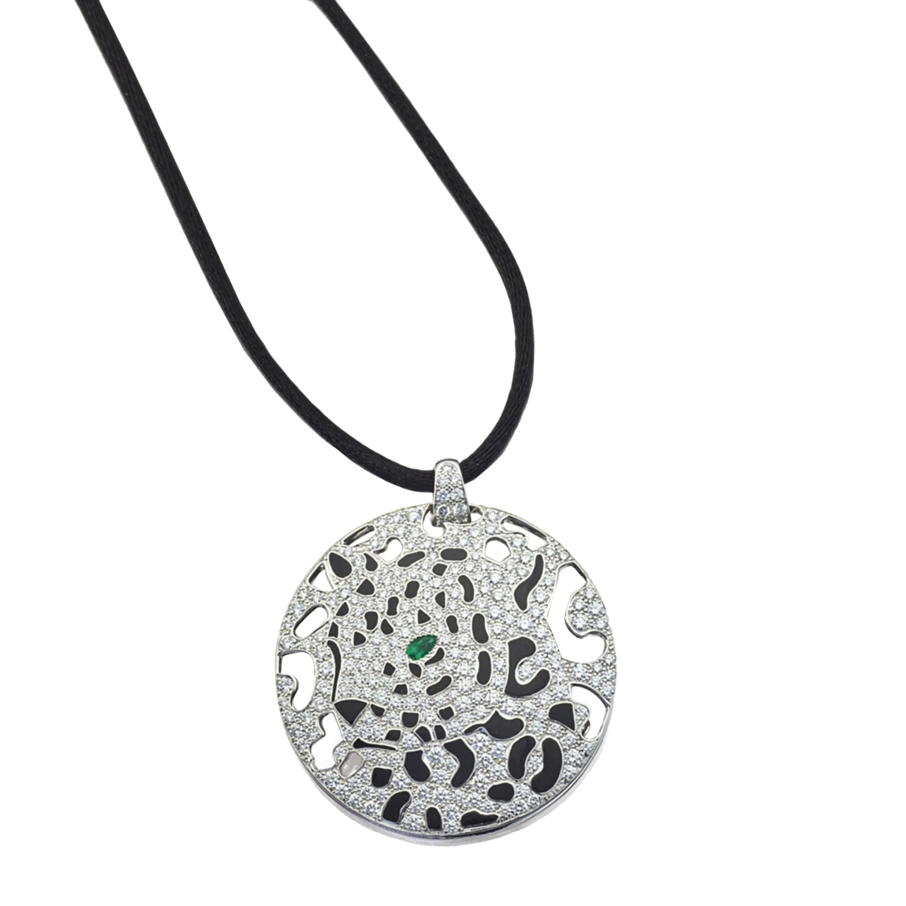 White Gold, Tsavorite, Black Enamel and Diamond Panthère Necklace