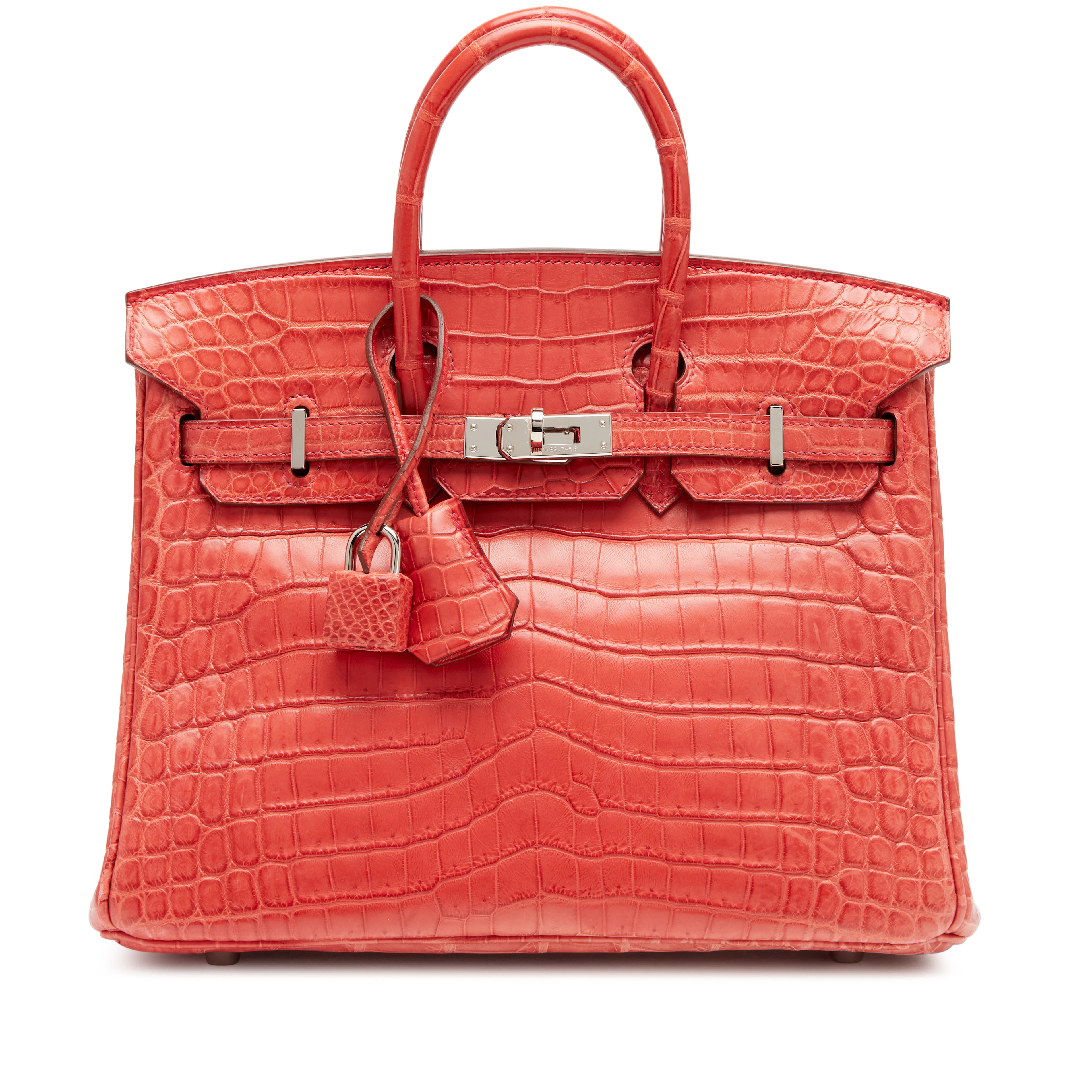 Rouge Indien Matte Niloticus Crocodile Birkin 25 Palladium Hardware, 2010