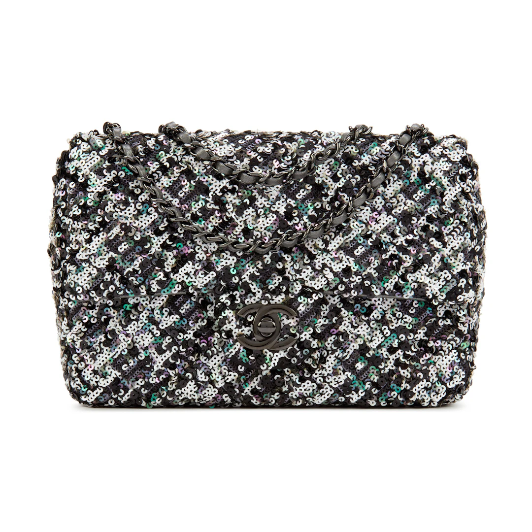 Multicolor Sequin and Lambskin Small Single Flap Bag Black Hardware, 2019