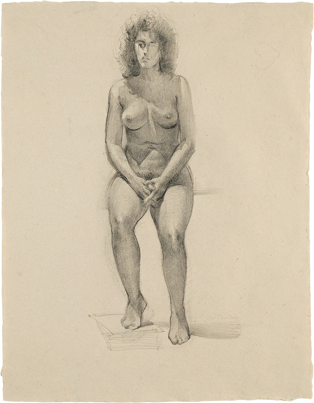 Nude with Curly Hair
