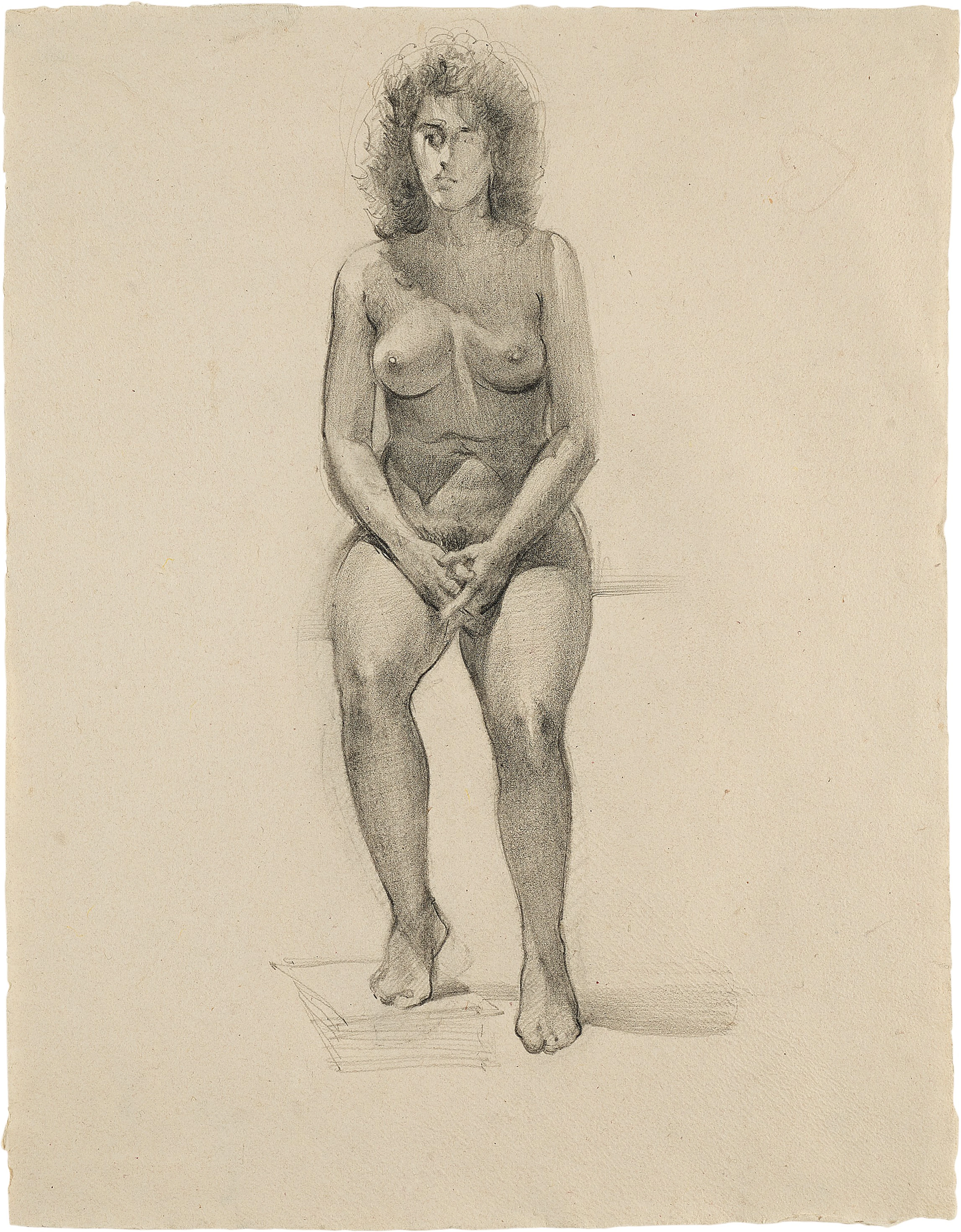 Nude with Curly Hair