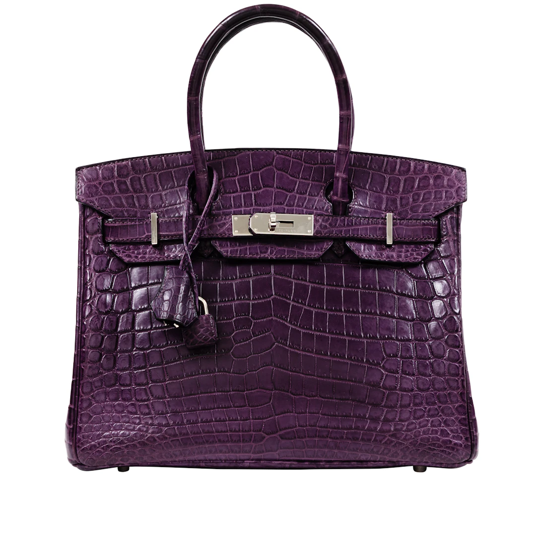Violet Matte Niloticus Crocodile Birkin 30 Palladium Hardware, 2012