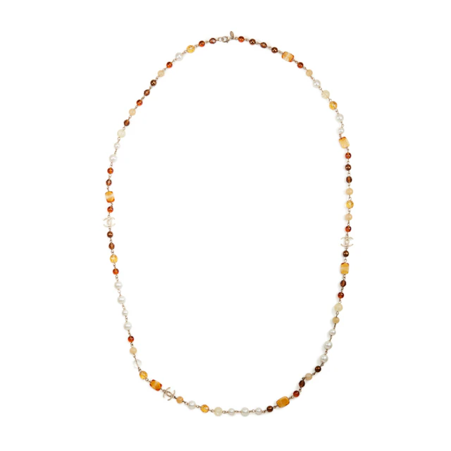 Multicolor Glass, Metal and Imitation Pearl CC Necklace, 2007