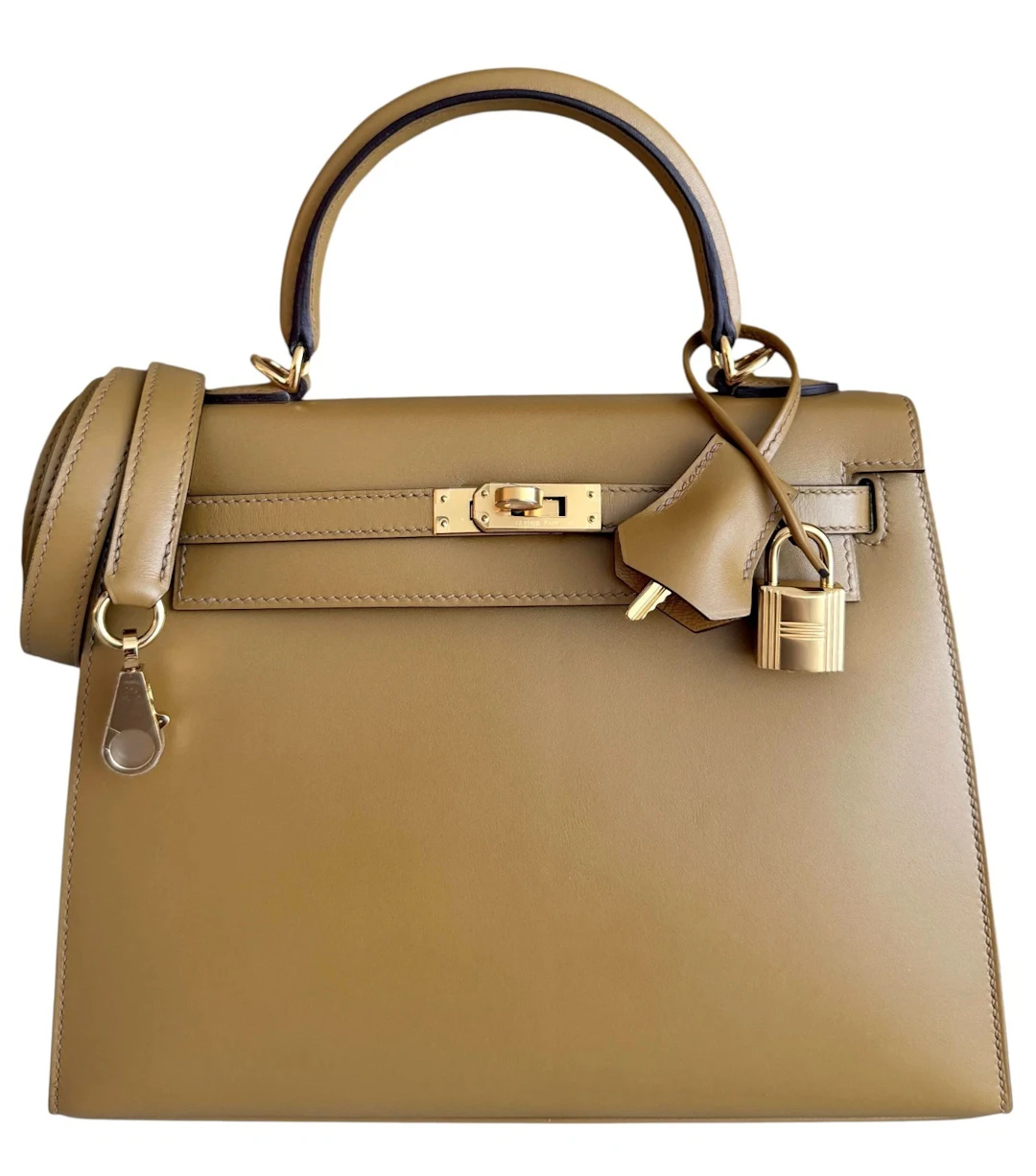 Poussiere Tadelakt Sellier Kelly 25 Gold Hardware, 2023