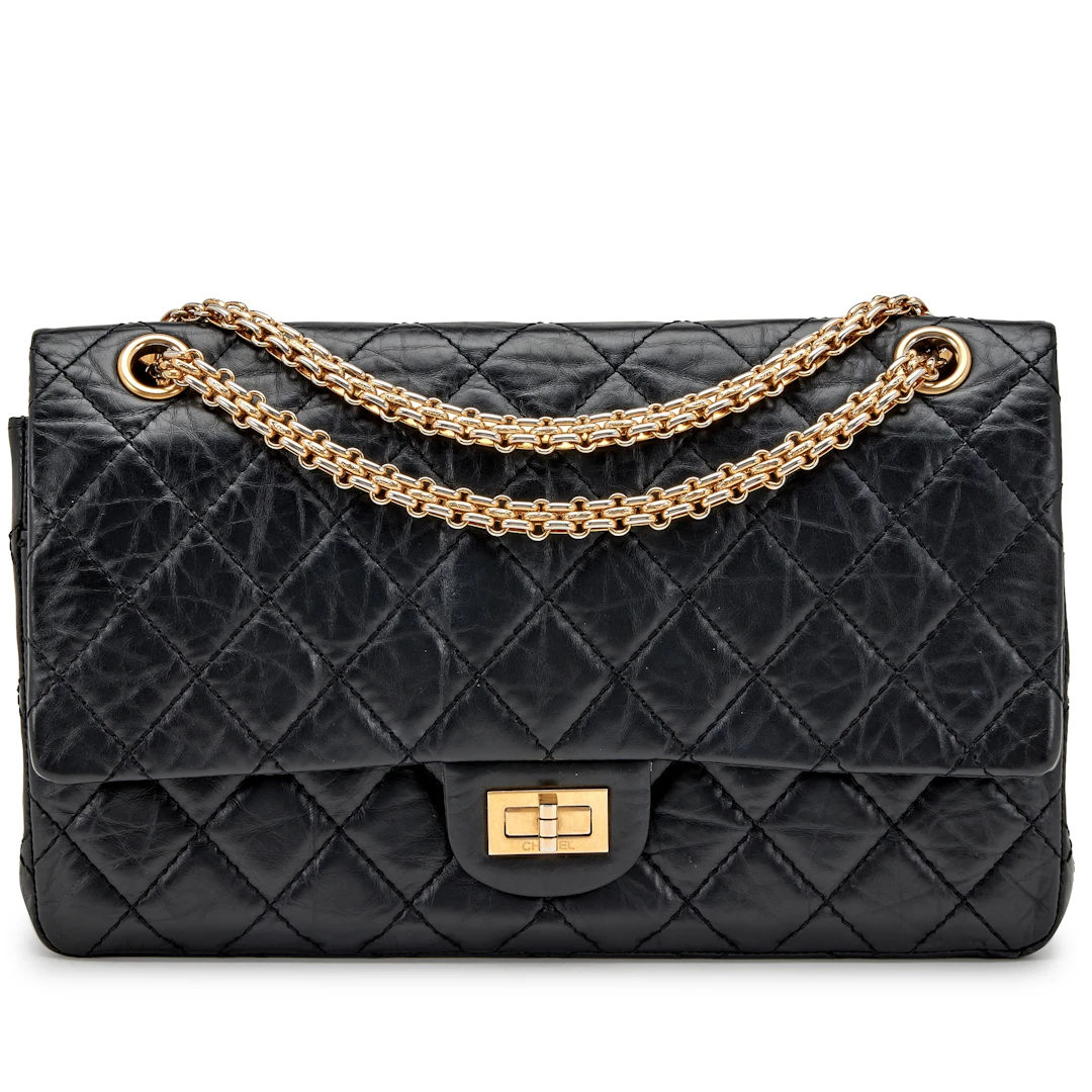 Black 226 Reissue 2.55 Medium Double Flap Gold Hardware, 2008-2009