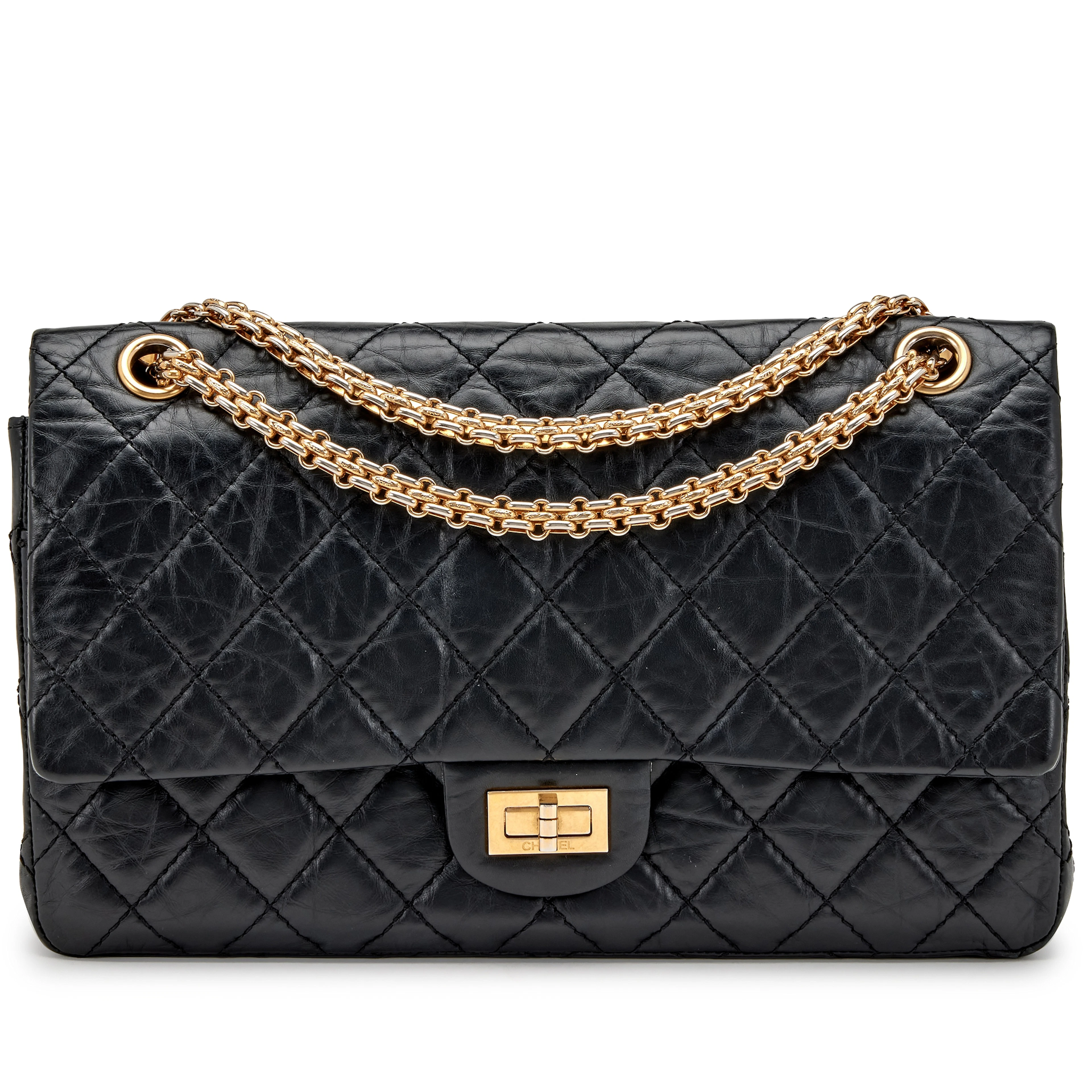 Black 226 Reissue 2.55 Medium Double Flap Gold Hardware, 2008-2009