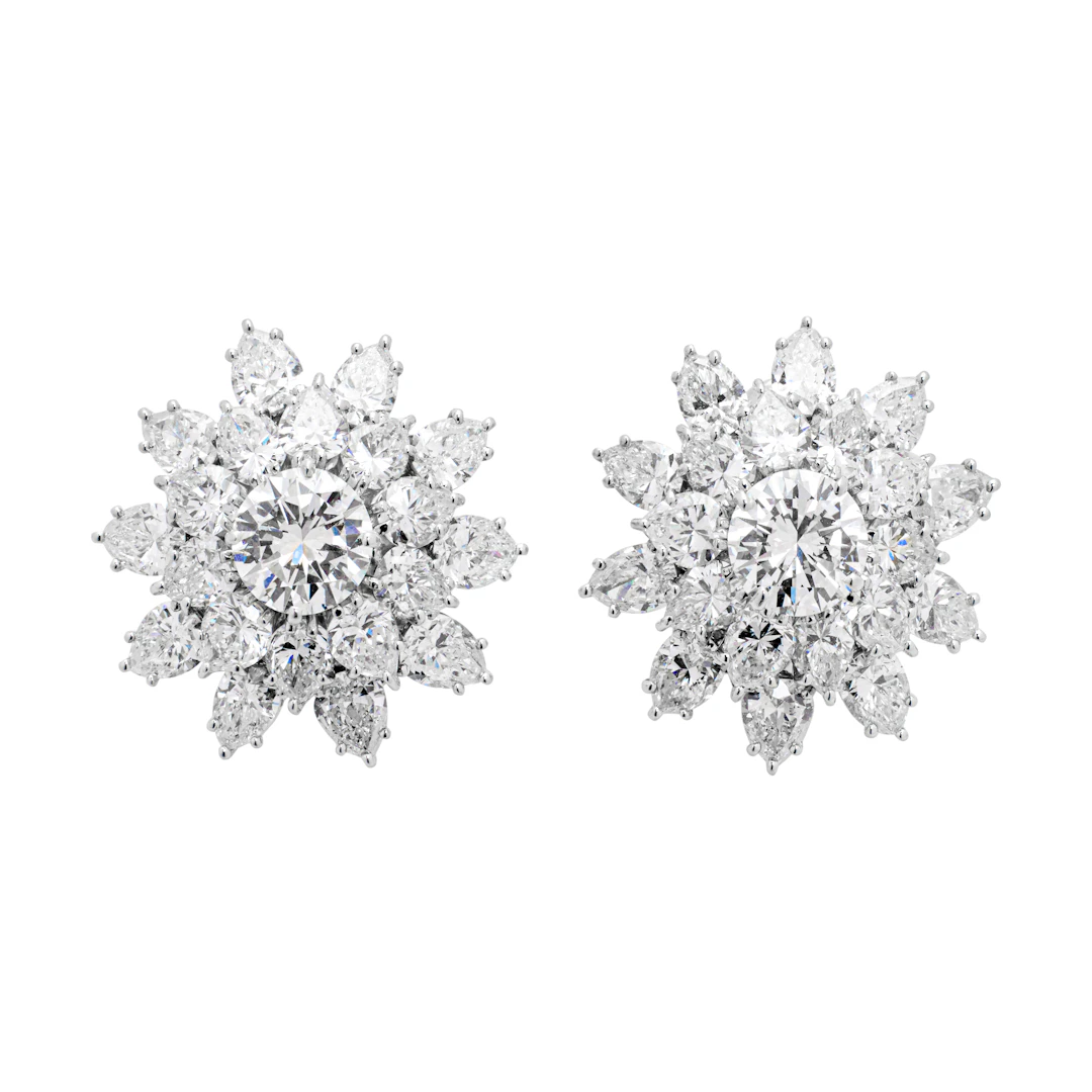 White Gold, 2.63ctw Round Brilliant Cut Diamond and Diamond Earclips