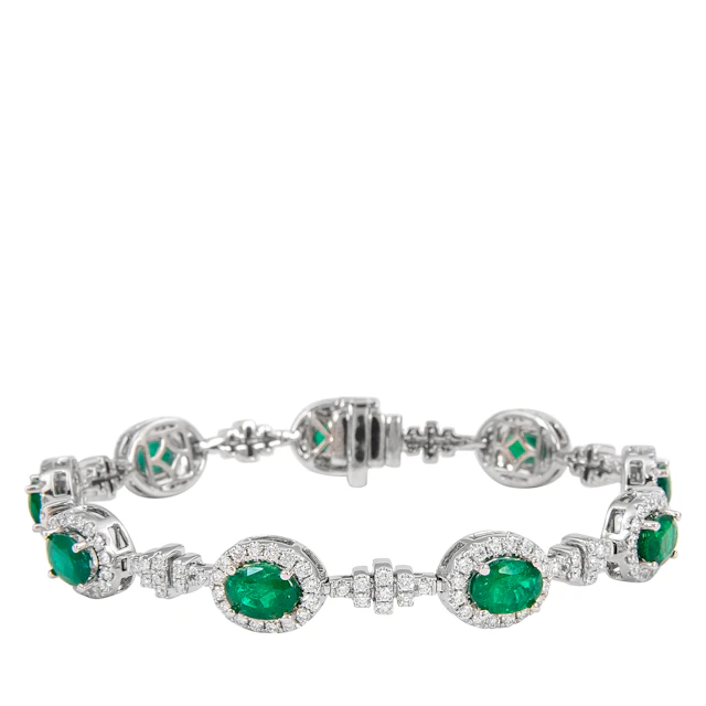 White Gold, Emerald and Diamond Bracelet