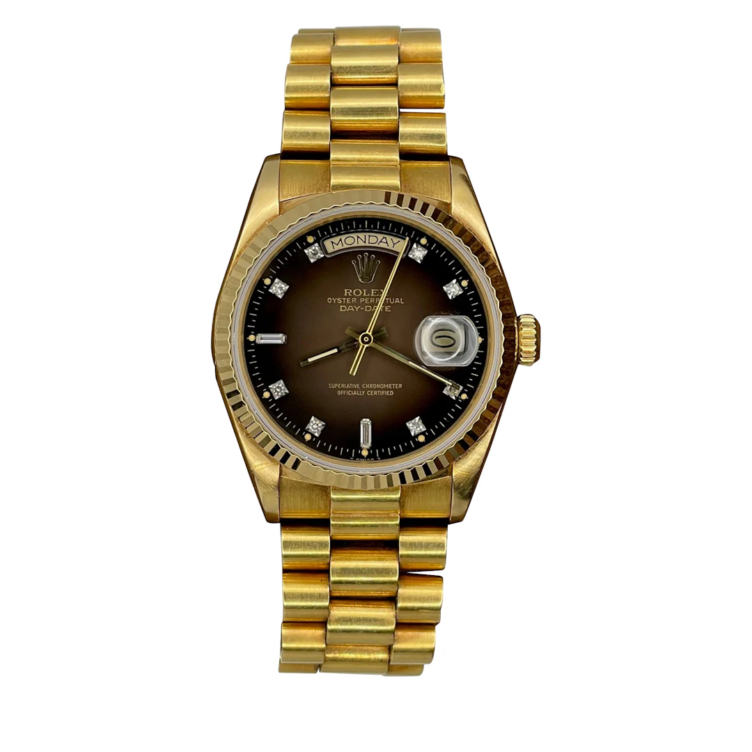 President Day-Date (Reference 18038). A 36mm yellow gold diamond-set