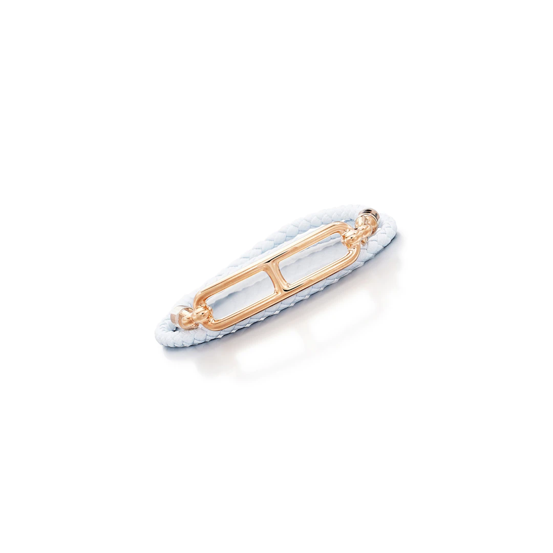 Bleu Brume Swift and Rose Gold Metal Roulis Double Tour Bracelet