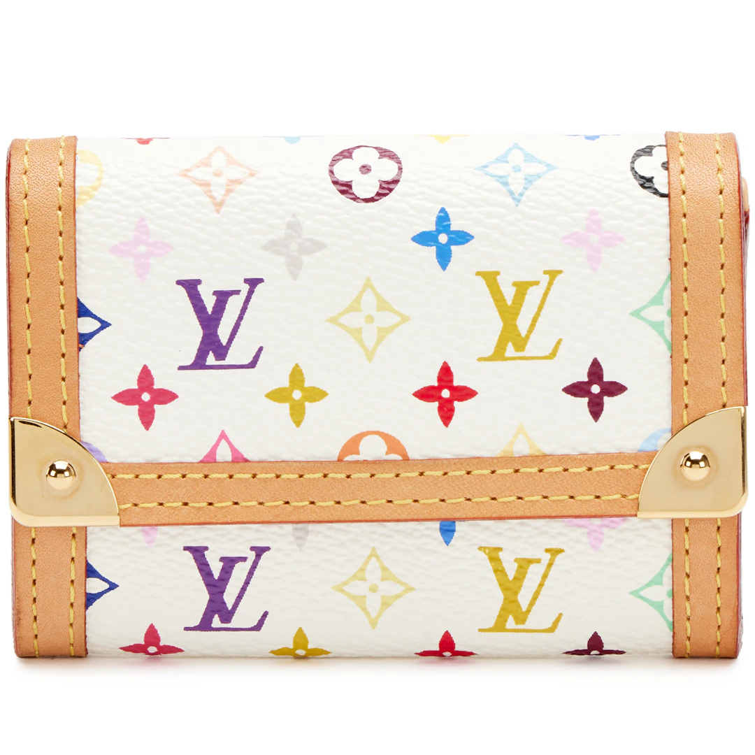 White Monogram Multicolor Porte-Monnaie Plat Wallet Gold Hardware, 2005