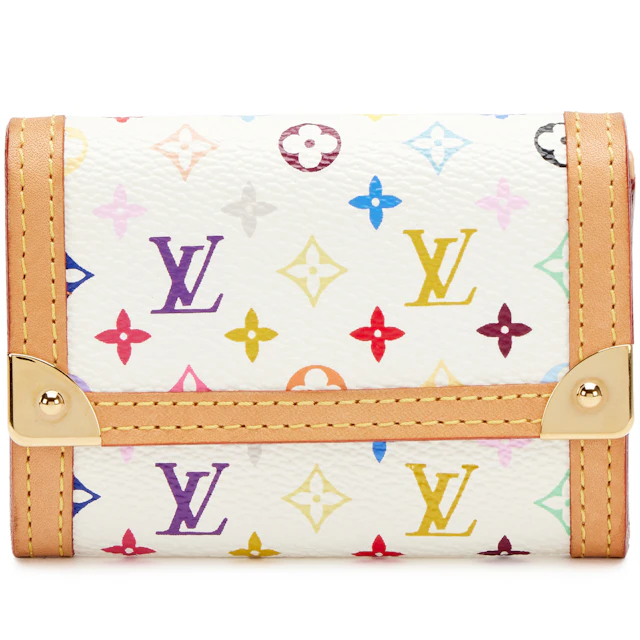 White Monogram Multicolor Porte-Monnaie Plat Wallet Gold Hardware, 2005