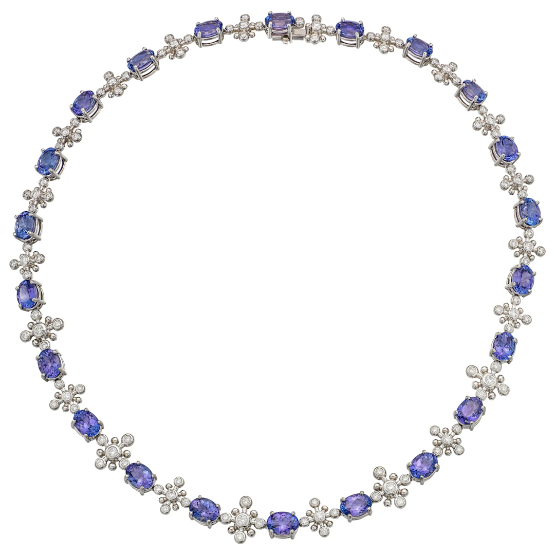 Platinum, Tanzanite and Diamond "Snowflake" Necklace
