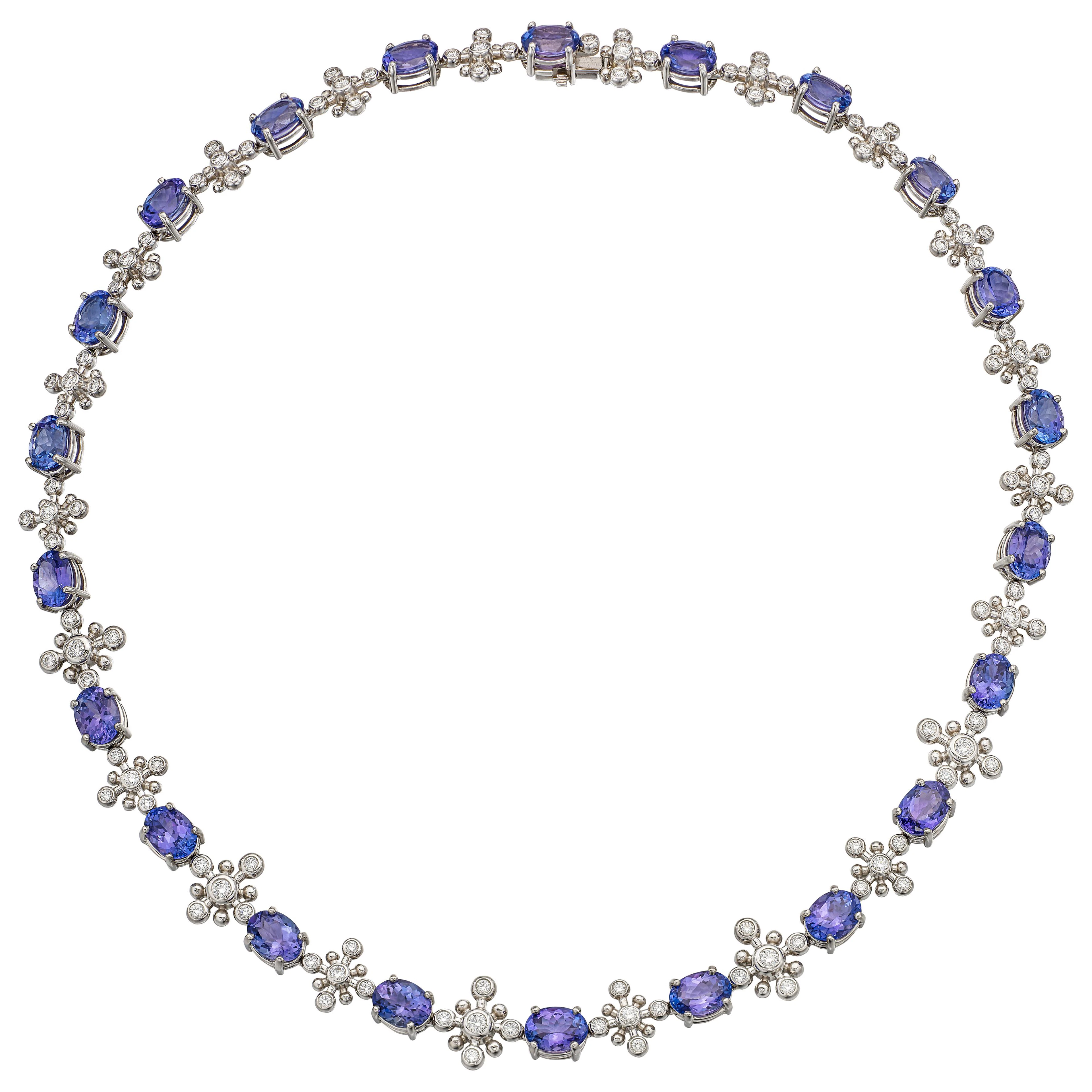 Platinum, Tanzanite and Diamond "Snowflake" Necklace