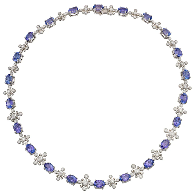 Platinum, Tanzanite and Diamond "Snowflake" Necklace
