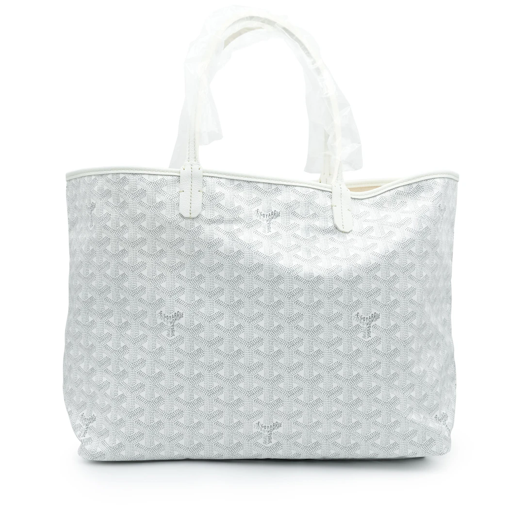 White Goyardine Canvas and Chevroches Calfskin Saint Louis PM Tote