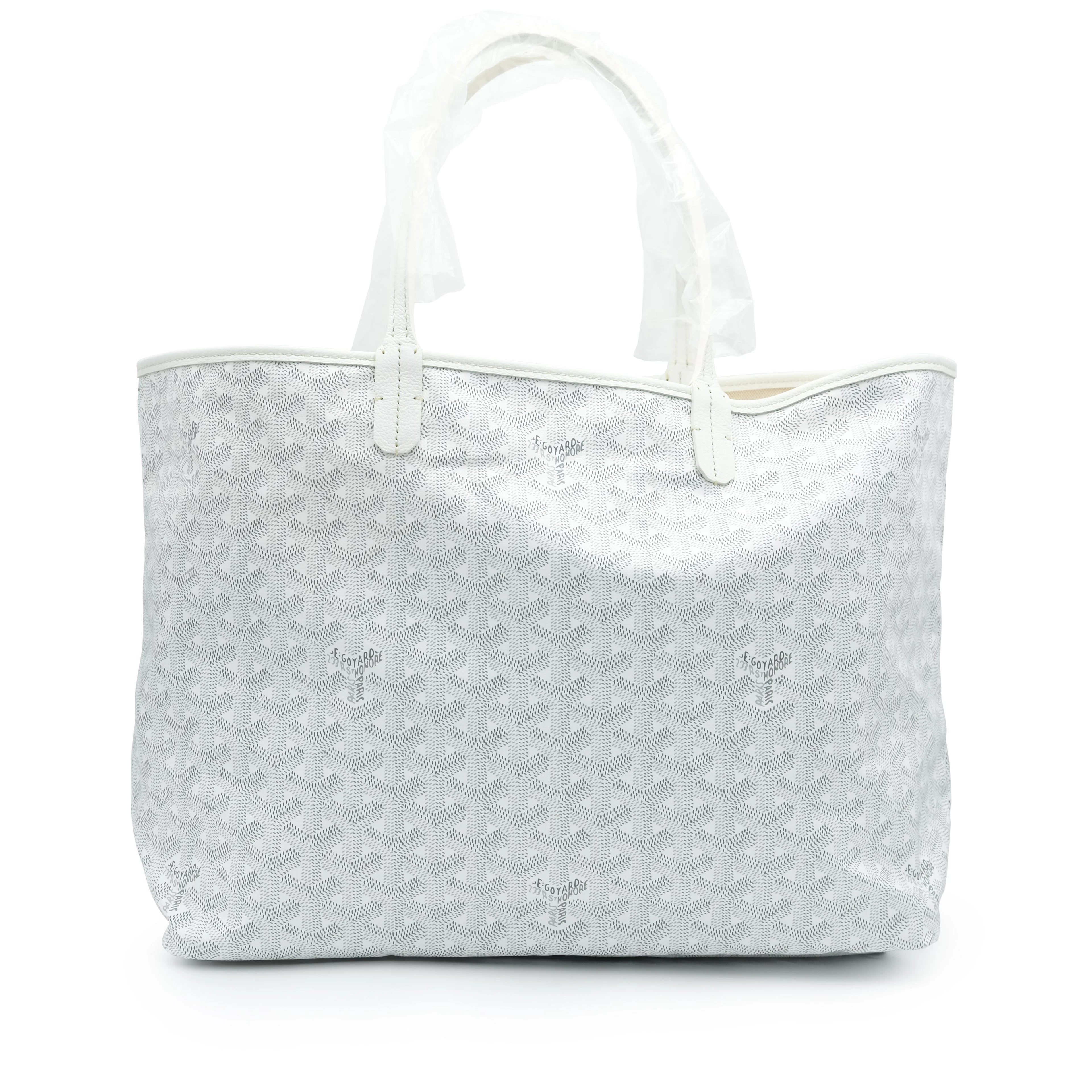 White Goyardine Canvas and Chevroches Calfskin Saint Louis PM Tote