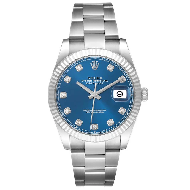Datejust (Reference 126334). A 41mm stainless steel white gold diamond-set