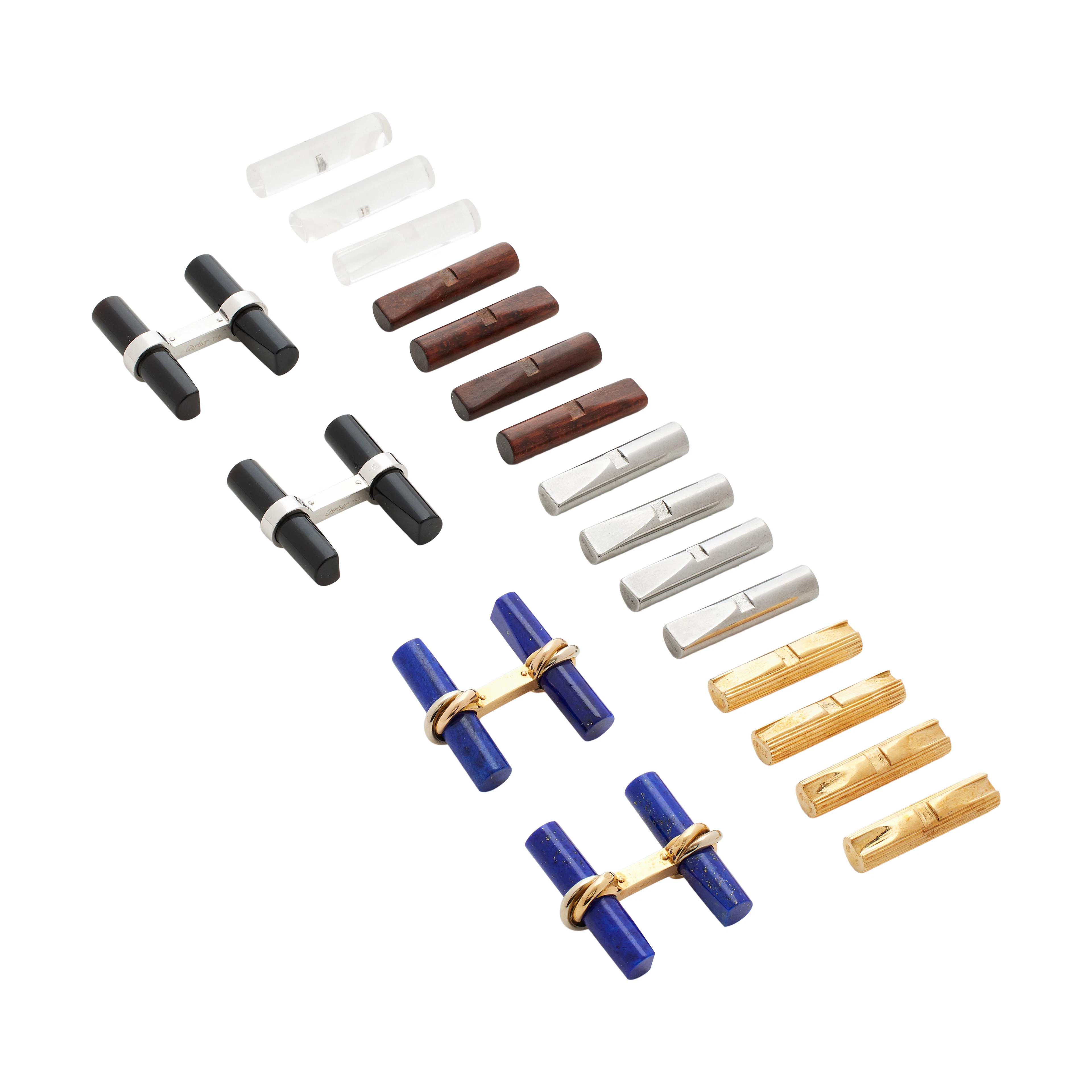Vintage Gold and Multigem Convertible Cufflink Set