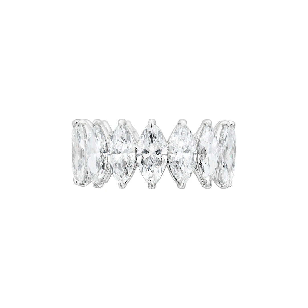 Platinum and 8.00ctw Marquise Cut Diamond Eternity Band Ring