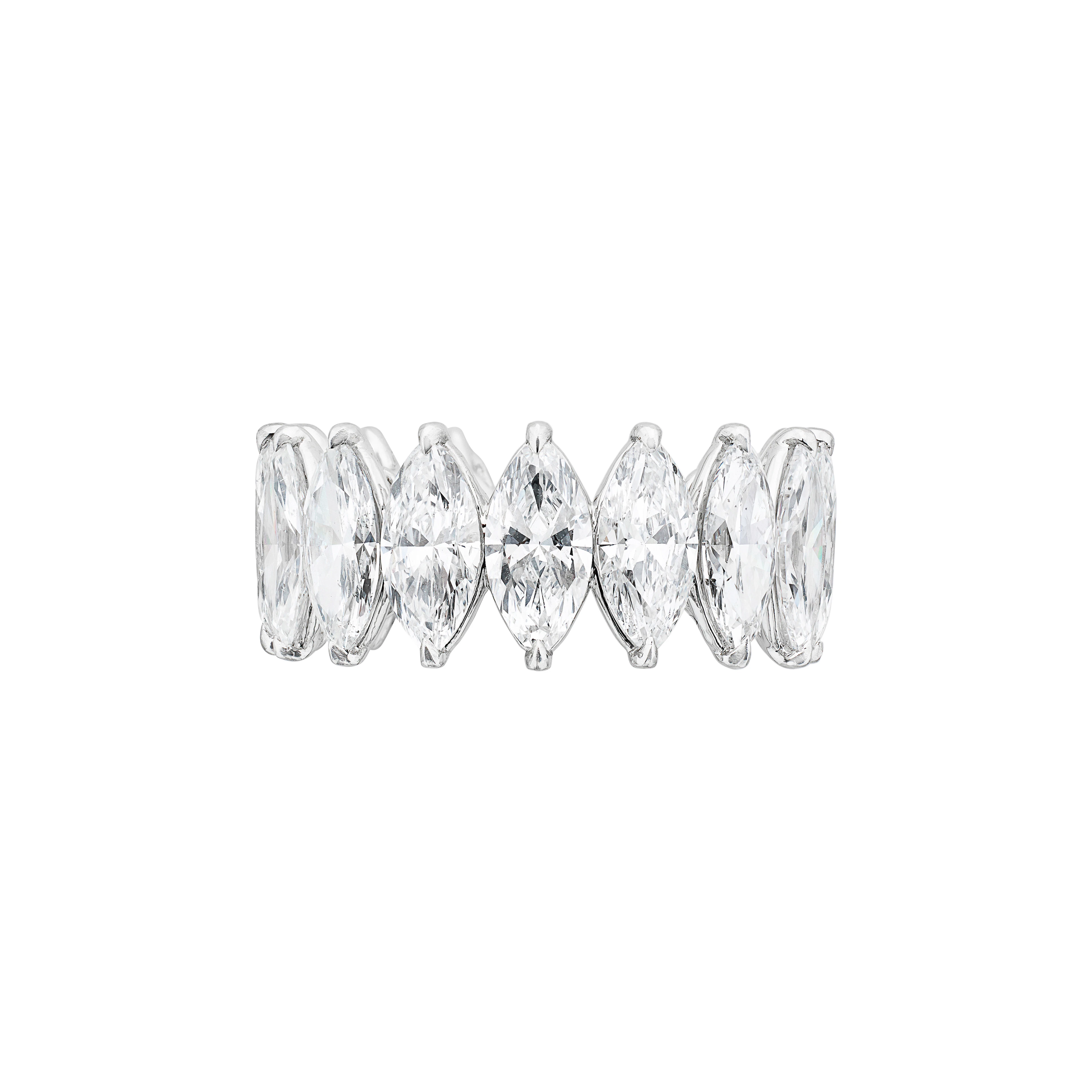 Platinum and 8.00ctw Marquise Cut Diamond Eternity Band Ring