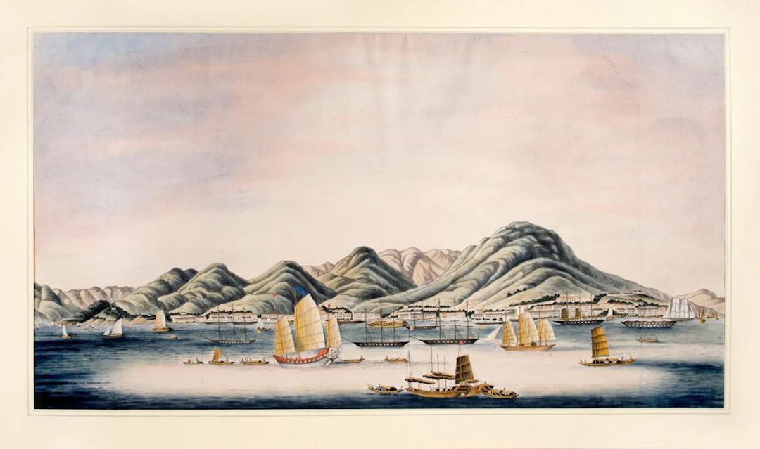 Watercolor View of Hong Kong Island from the Harbor