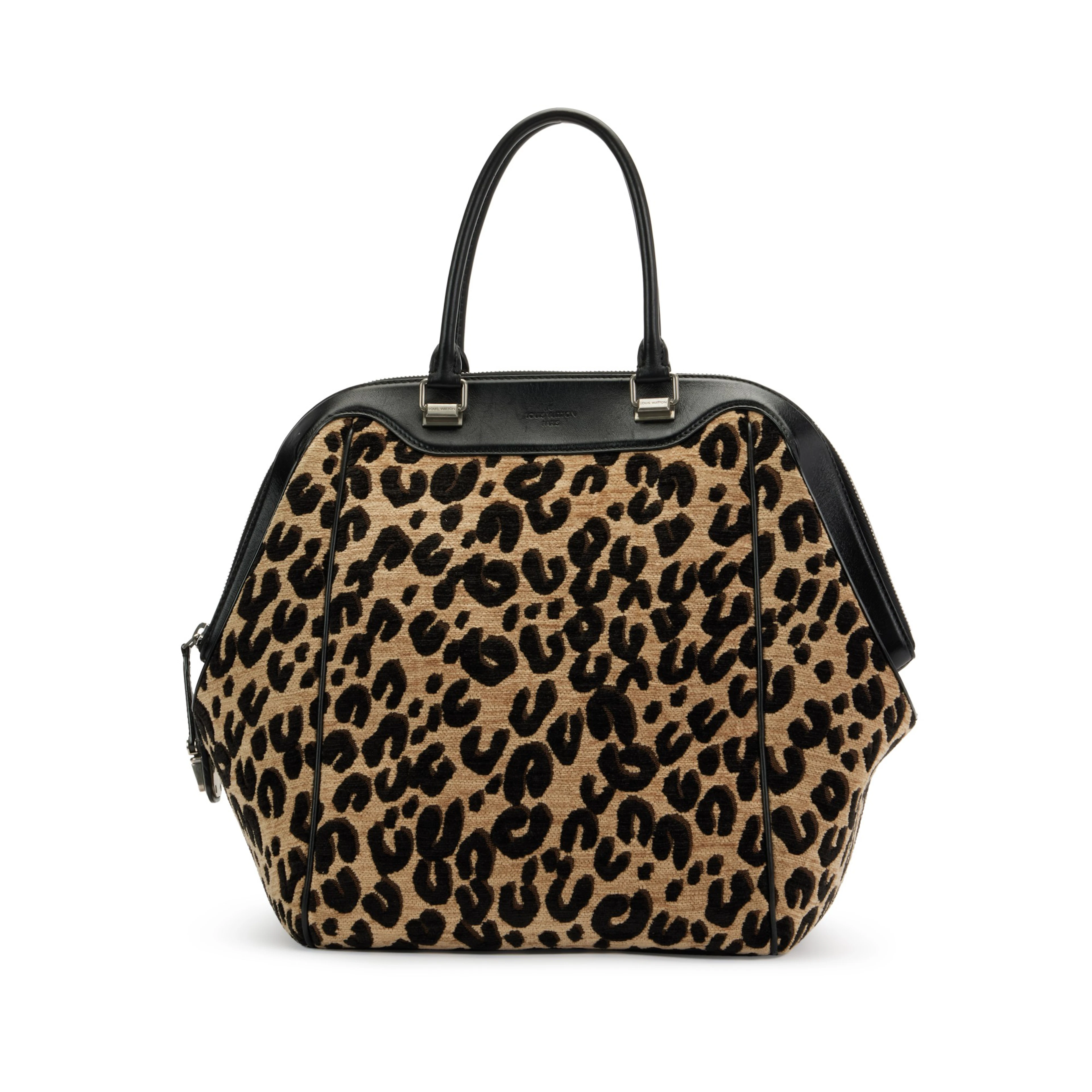 Stephen Sprouse Tan and Black Leopard Chenille and Leather North-South