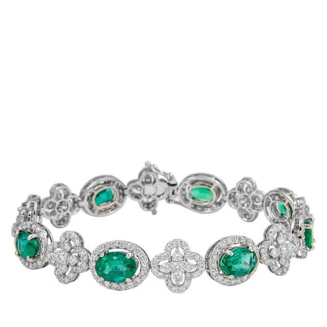 White Gold, 8.25ct Emerald and Diamond Bracelet