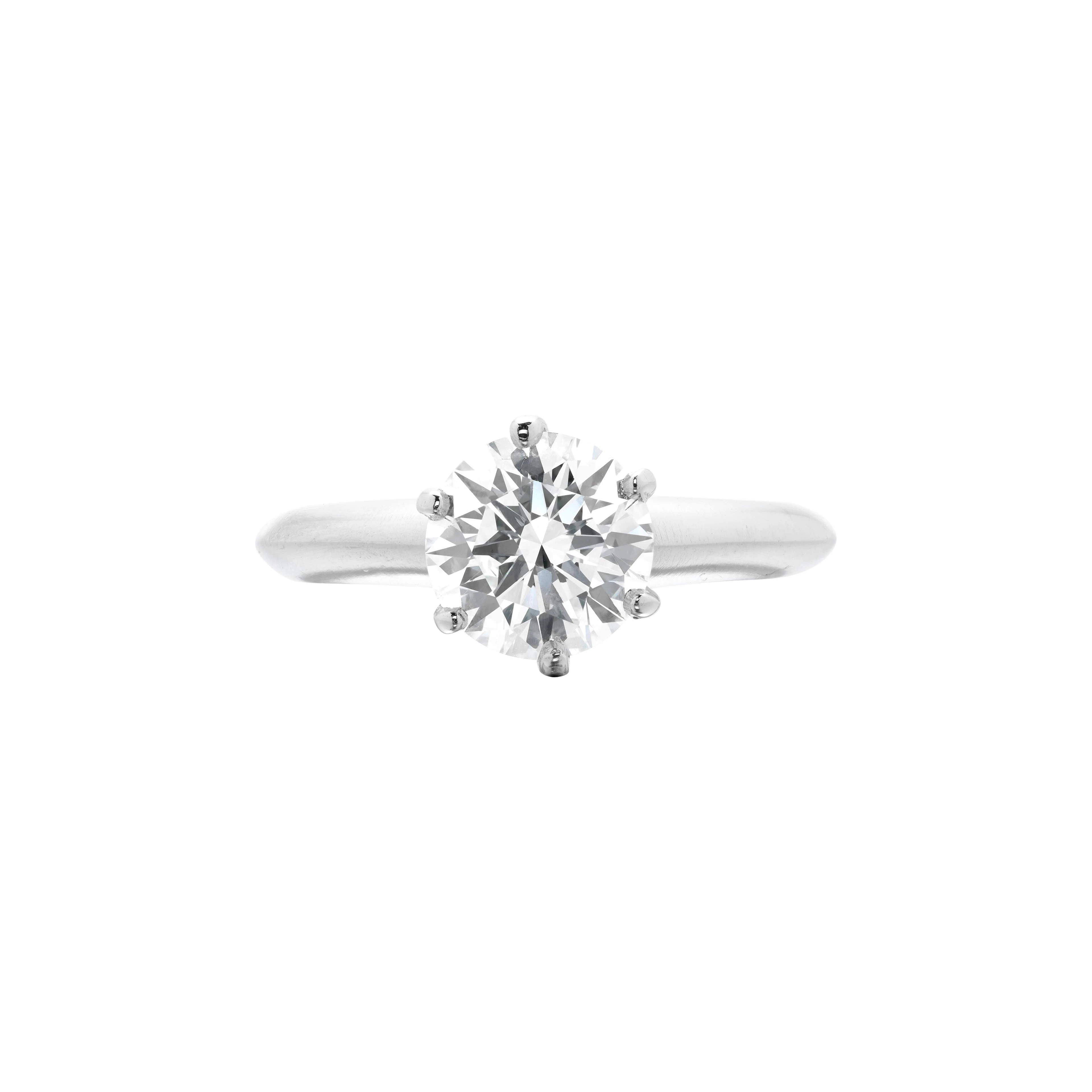 Platinum and 1.27ct Round Brilliant Cut Diamond Engagement Ring