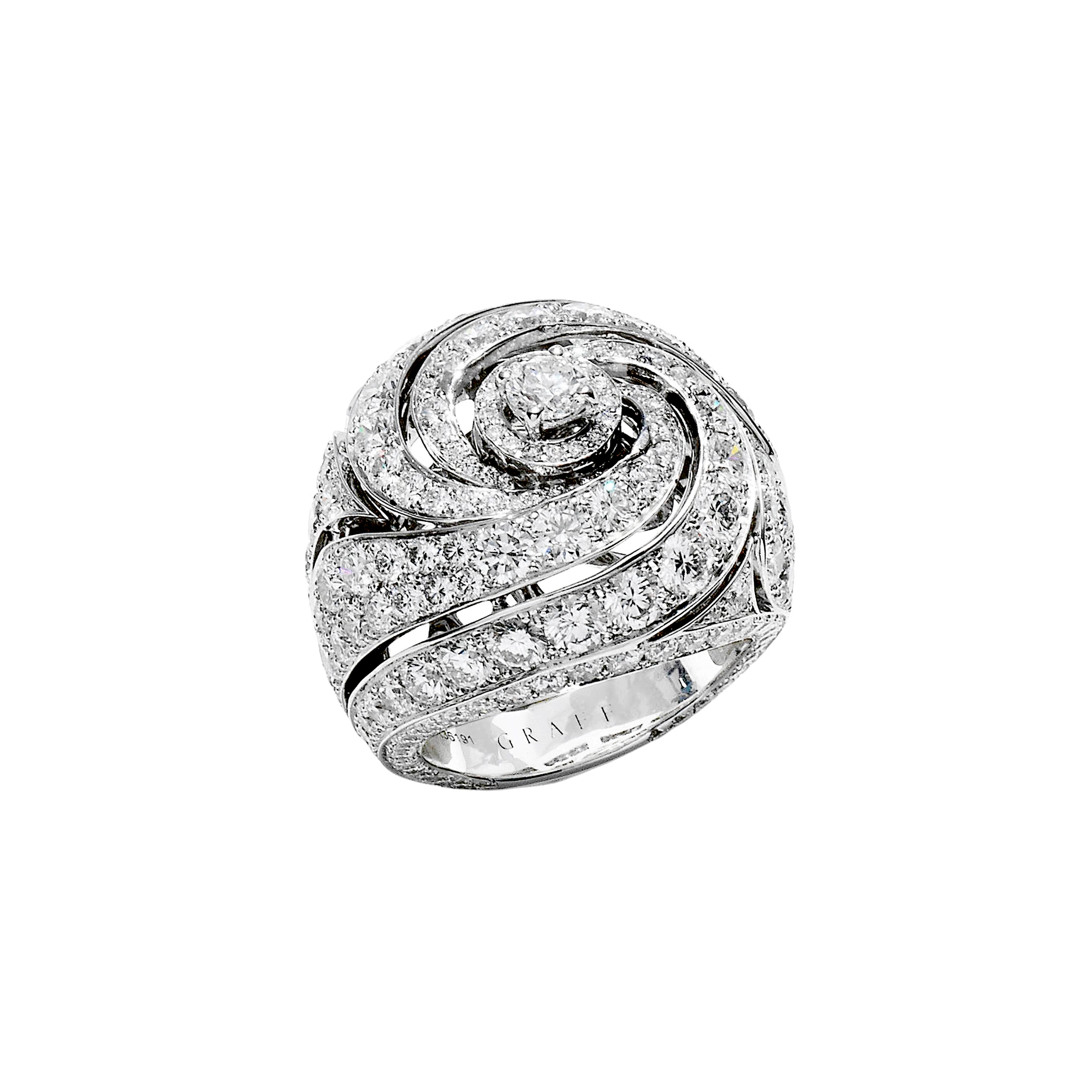 White Gold and Diamond Bombé Ring