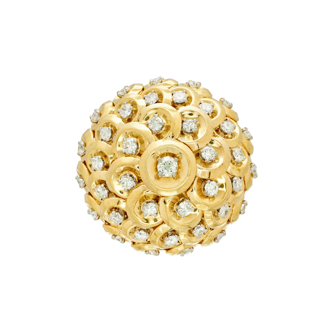Vintage Gold, White Gold, and Diamond Pastille Brooch