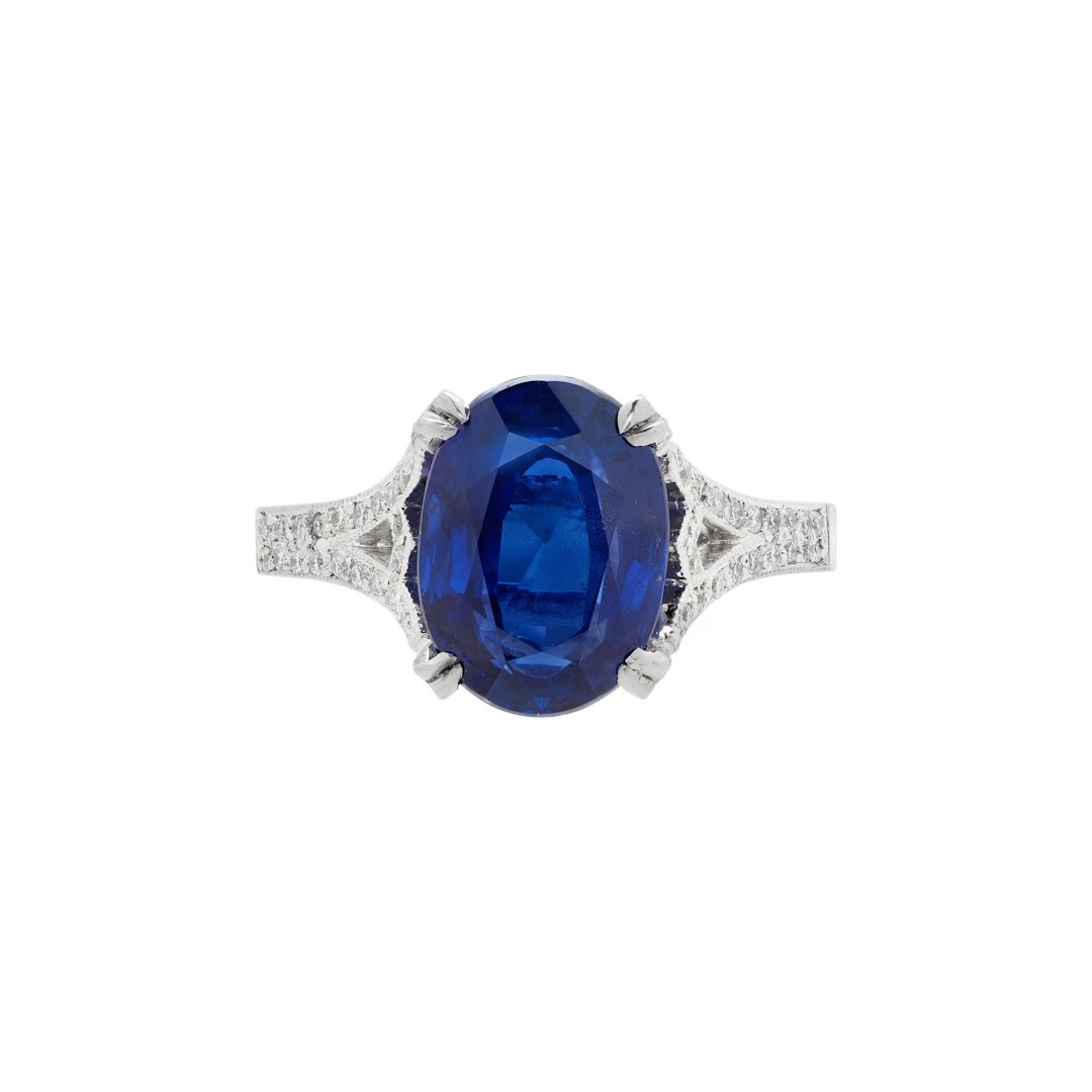 Platinum, 4.36ct Burmese Sapphire and Diamond Ring