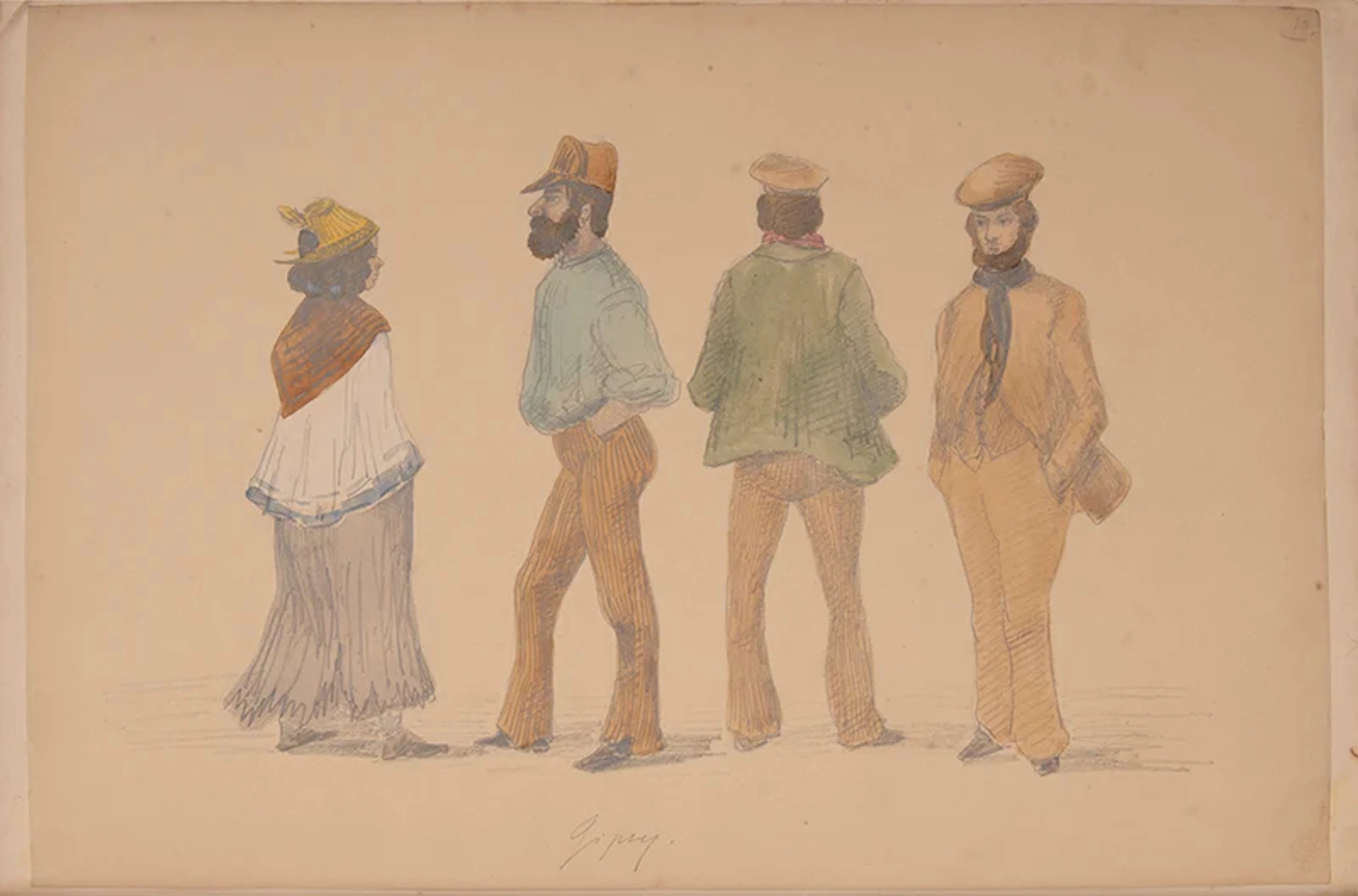 Souvenirs d'Angleterre; Personnages | Album of Pencil and Watercolor Plates