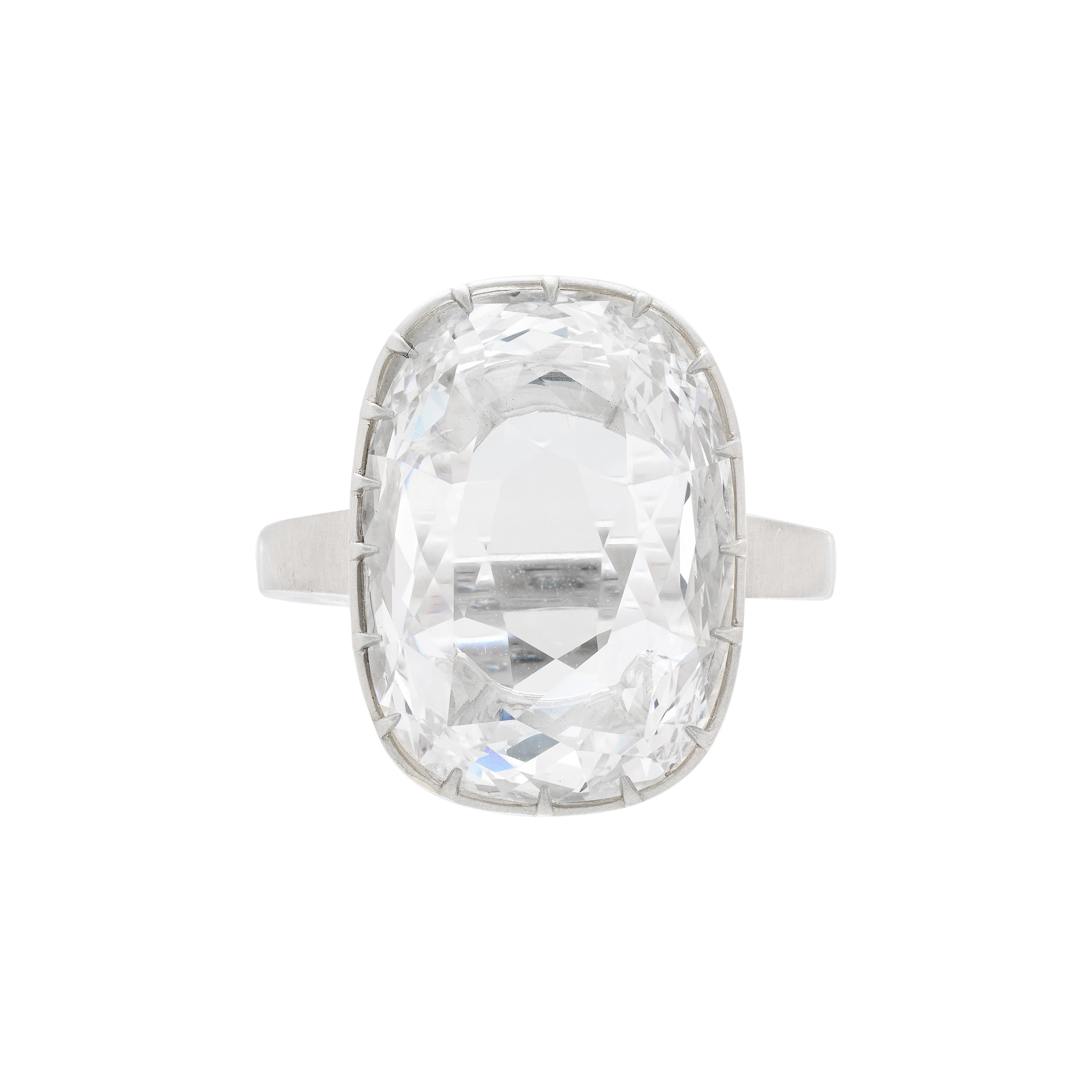 Platinum and 5.02ct Cushion Cut Diamond Ring