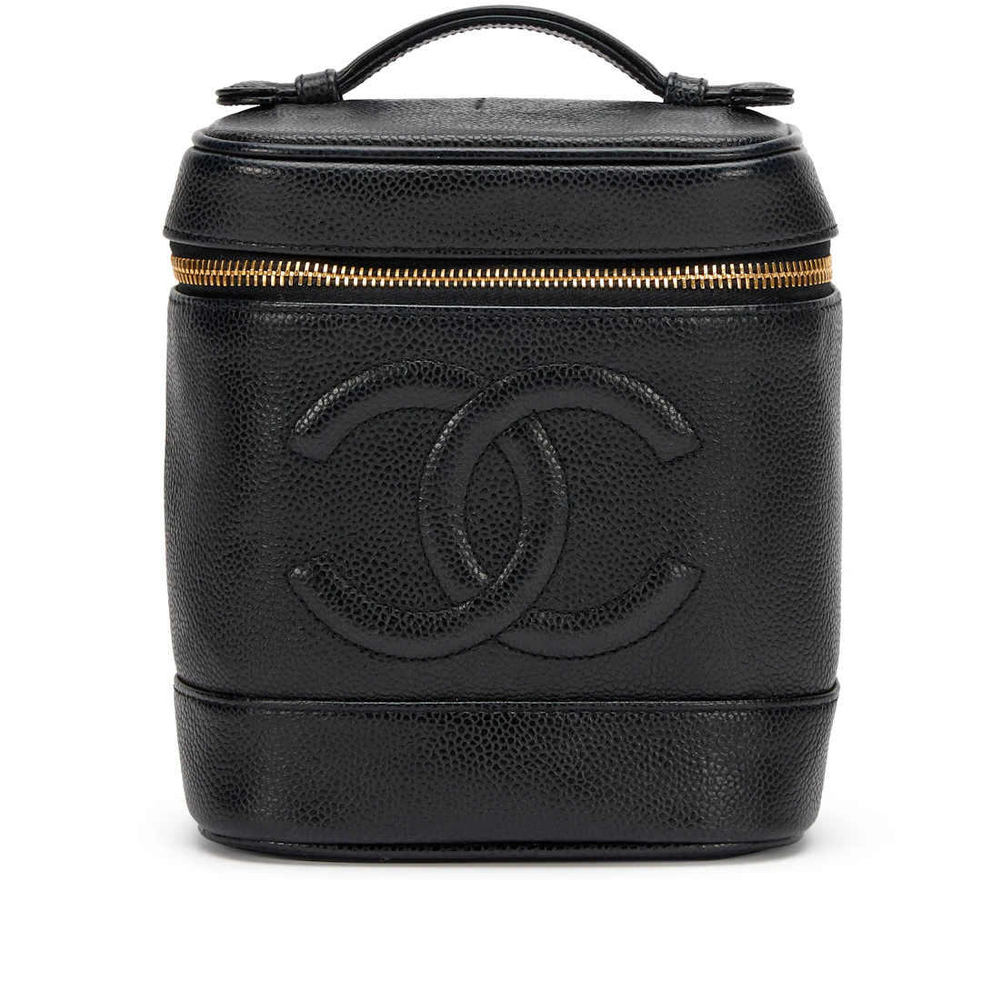 Black Caviar CC Tall Timeless Cosmetic Case Gold Hardware, 2000-2002