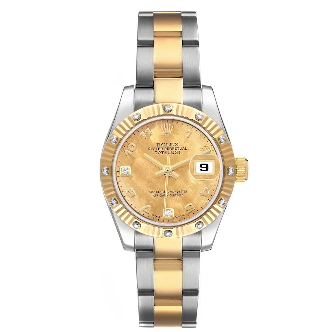 Datejust (Reference 179313). A 26mm yellow gold stainless steel diamond-set