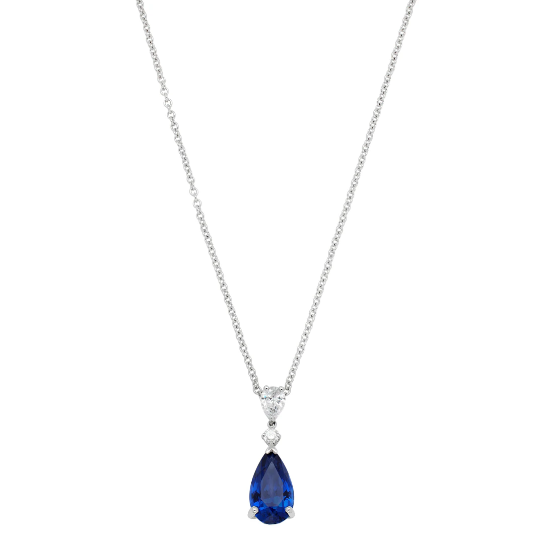 Platinum, 4.30ct Ceylon Sapphire and Diamond Pendant Necklace