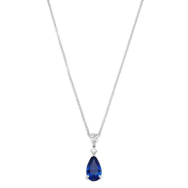 Platinum, 4.30ct Ceylon Sapphire and Diamond Pendant Necklace