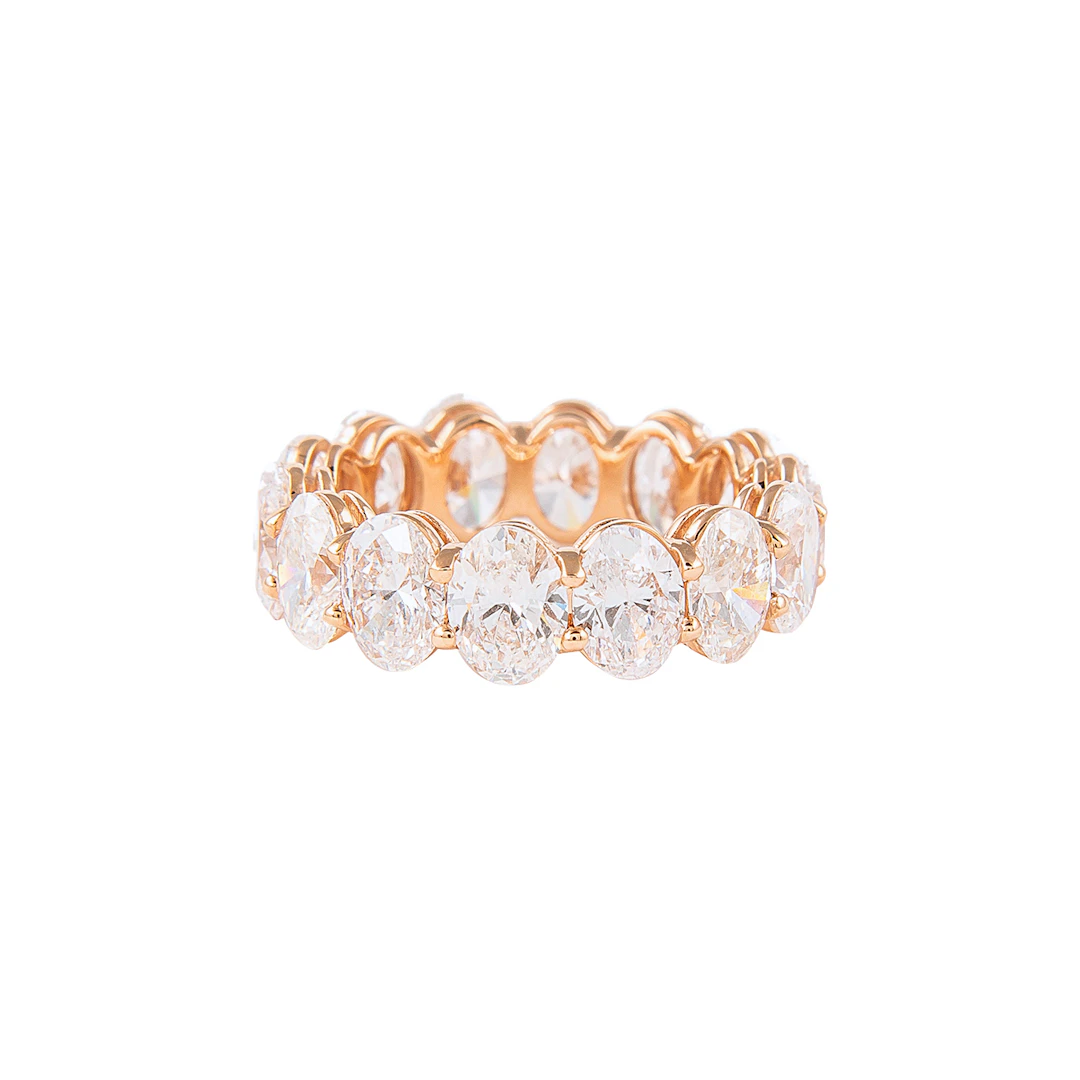 Rose Gold and 7.05ctw Oval Cut Diamond Eternity Band Ring
