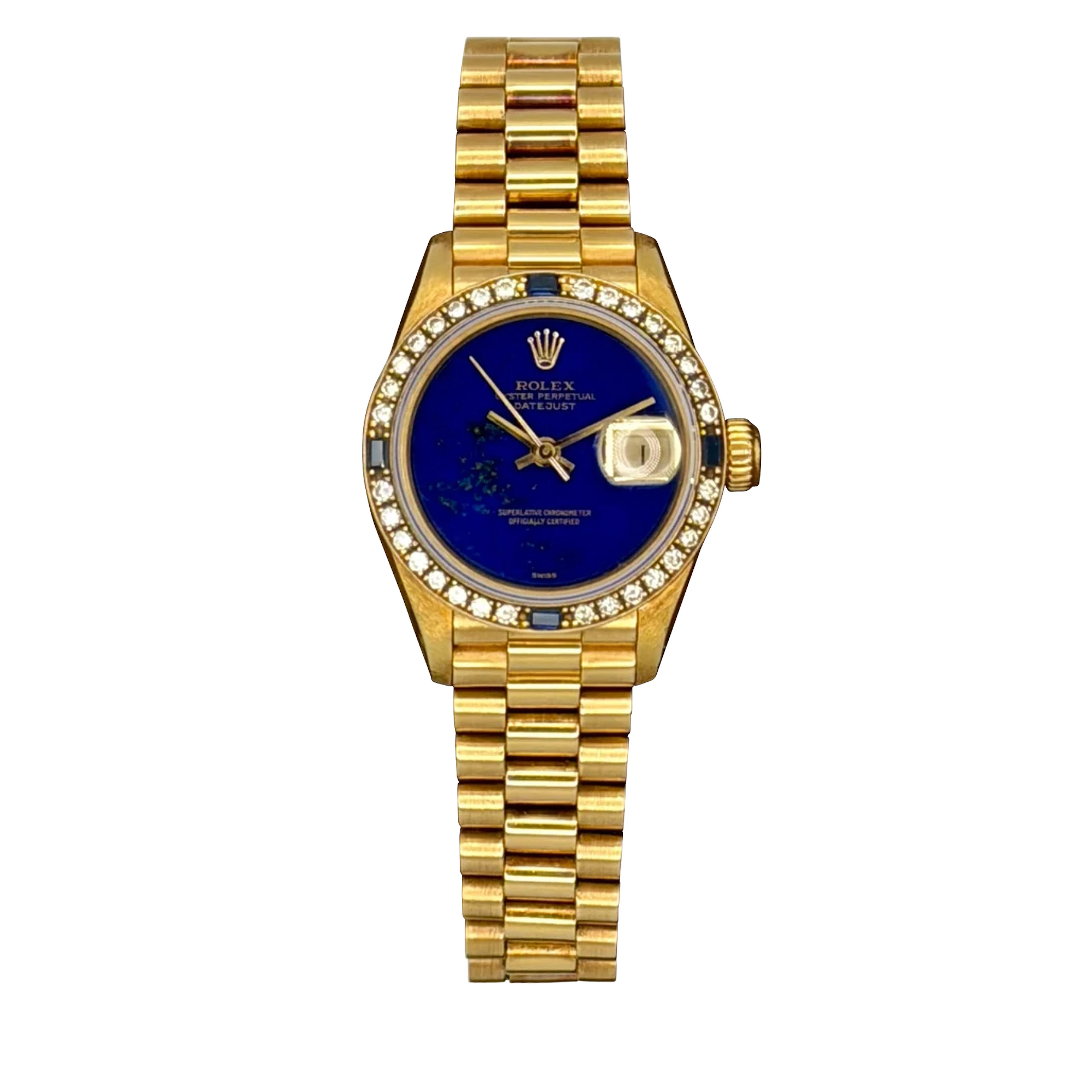 President Datejust Lapis Dial (Reference 69088). A 26mm yellow gold