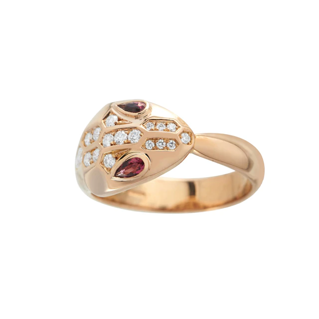 Rose Gold, Tourmaline and Diamond Serpenti Seduttori Ring