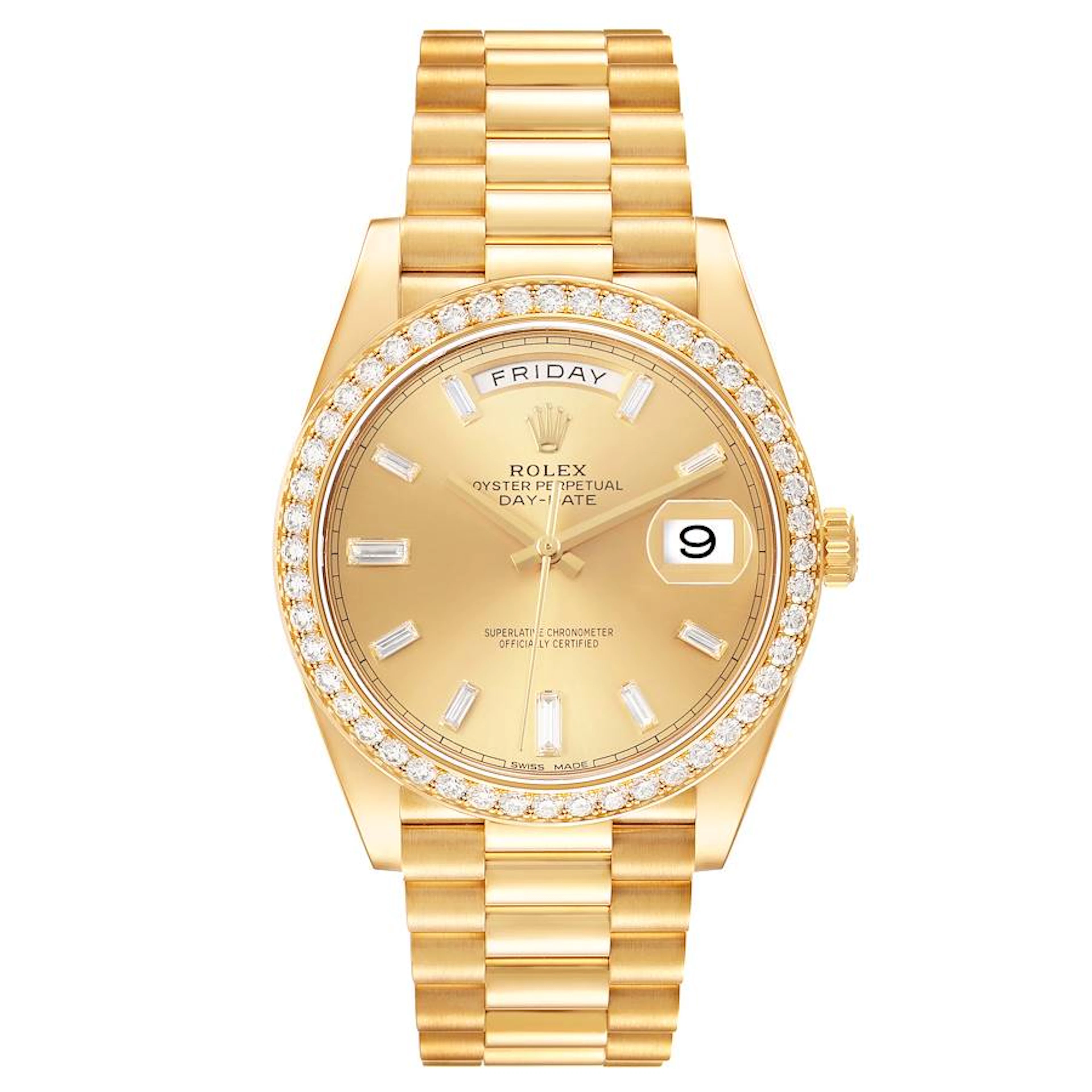 President Day-Date (Reference 228348RBR). A 40mm yellow gold diamond-set