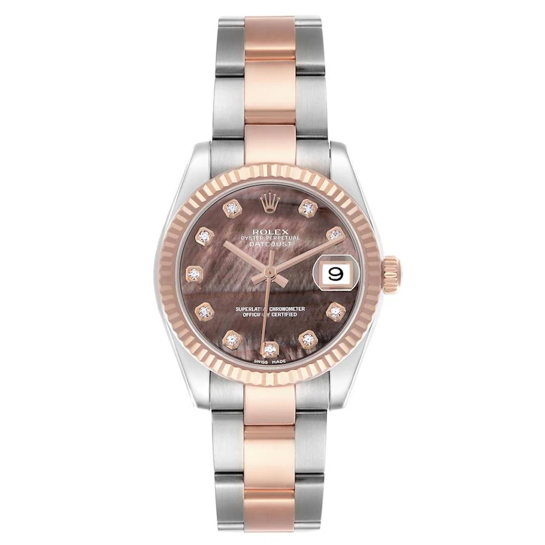 Datejust (Reference 178271). A 31mm rose gold stainless steel diamond-set