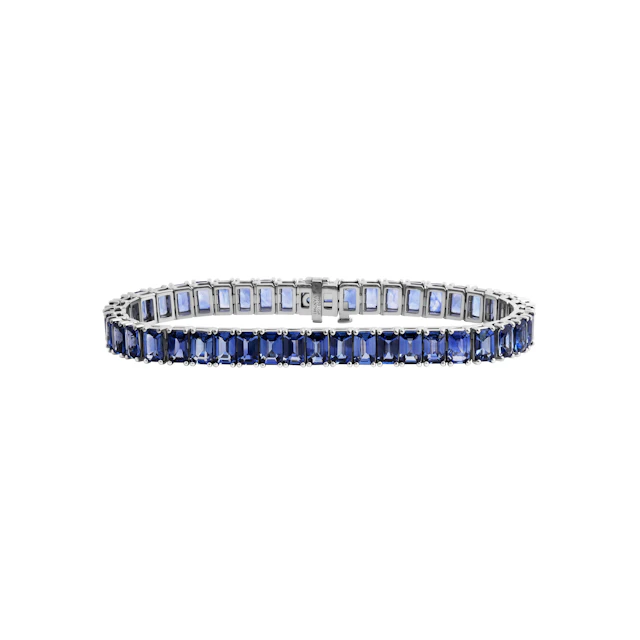 Platinum and 21.50ctw Sapphire Tennis Bracelet