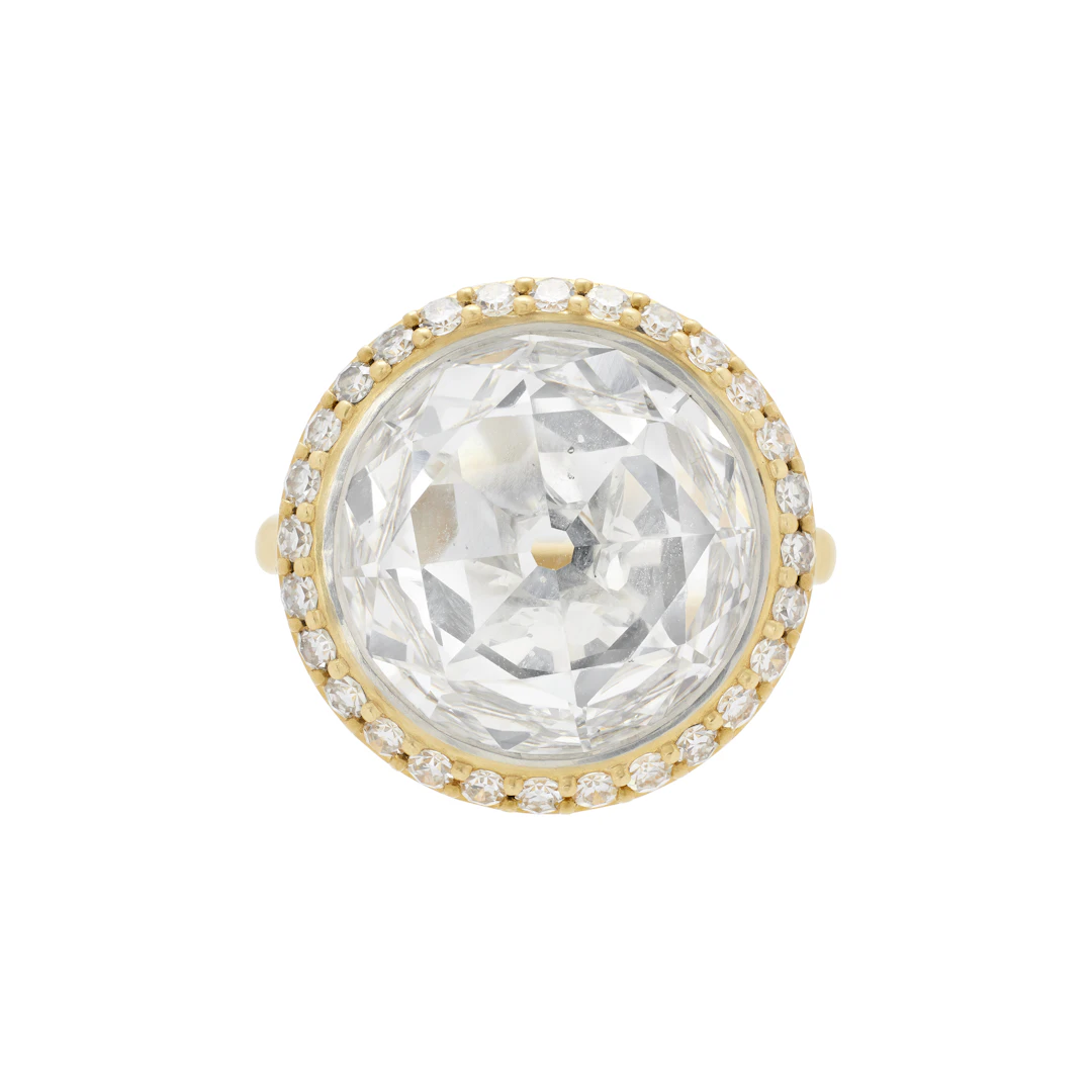 Platinum, Gold, 6.33ct Circular Brilliant Cut Diamond and Diamond Ring