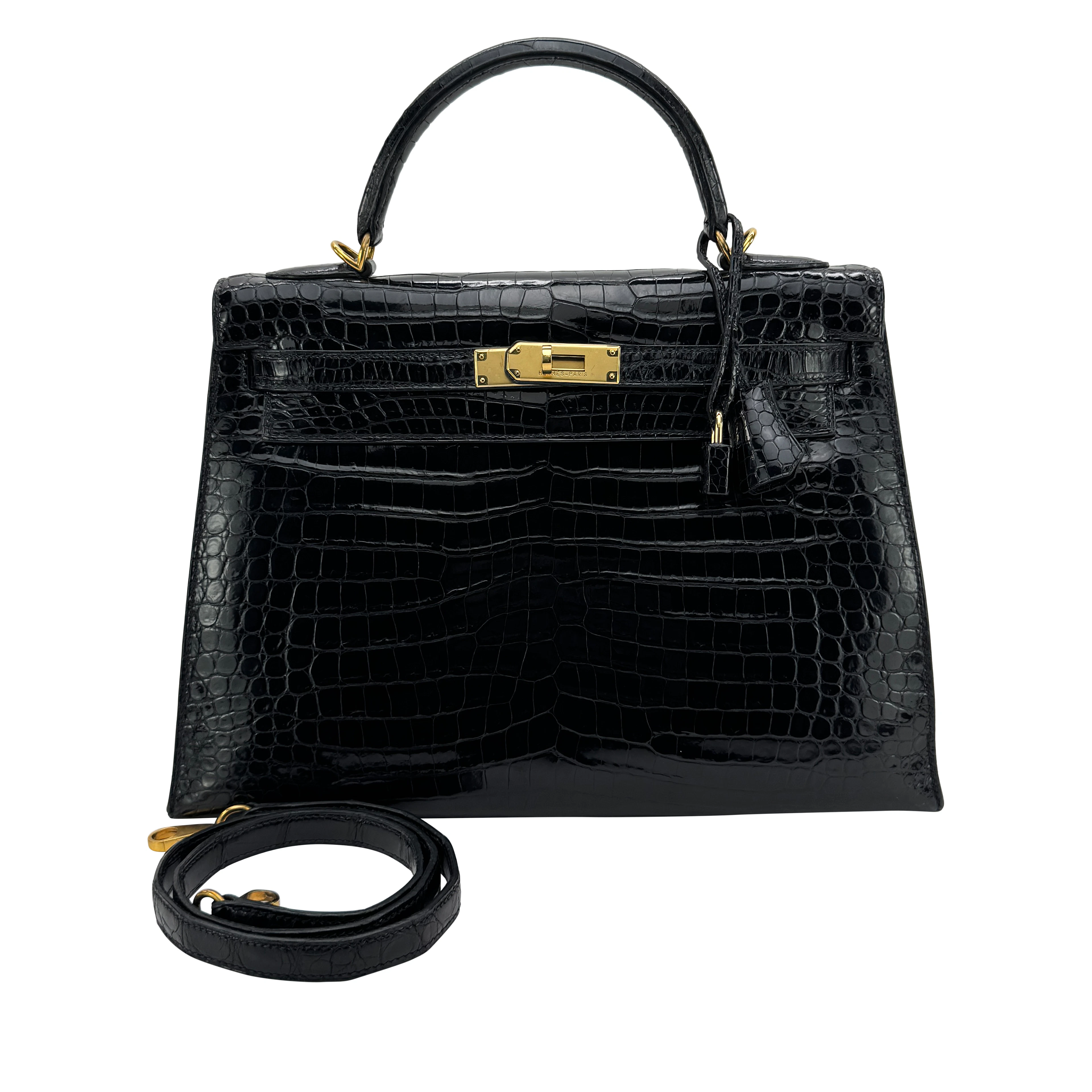 Black Matte Crocodile Kelly 32 Gold Hardware, 2011