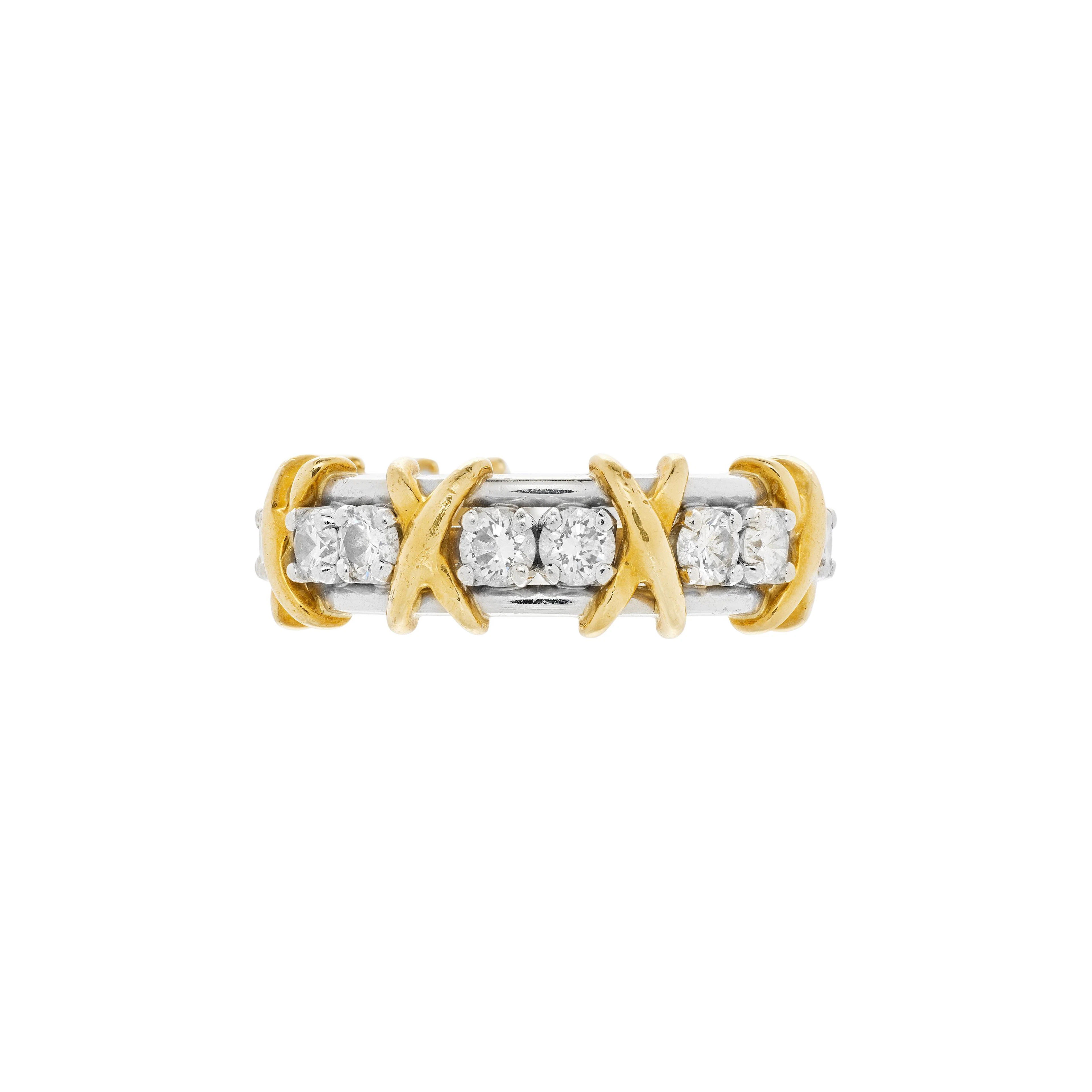 Platinum, Gold and Diamond Sixteen Stone Ring