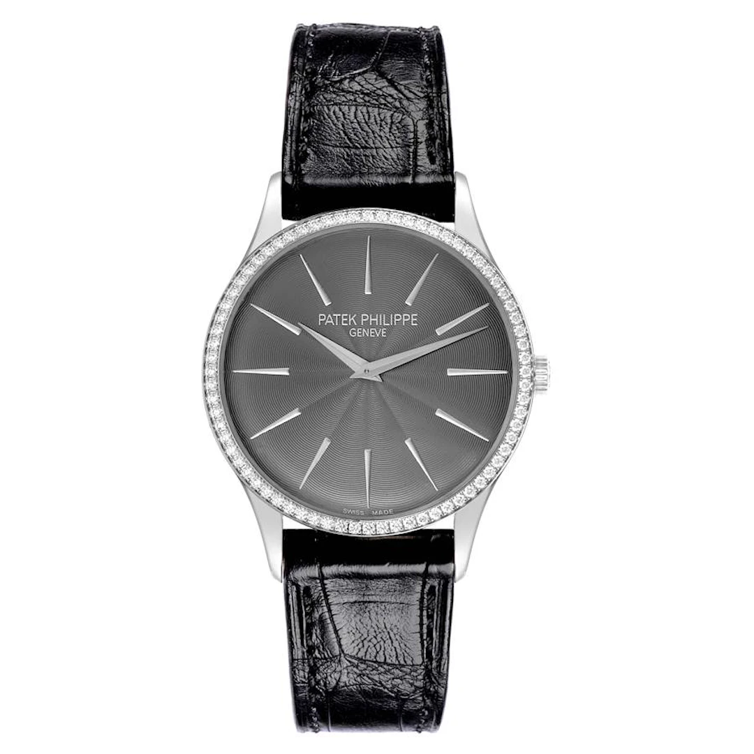 Calatrava (Reference 4897G-010). A 33mm white gold diamond-set manual