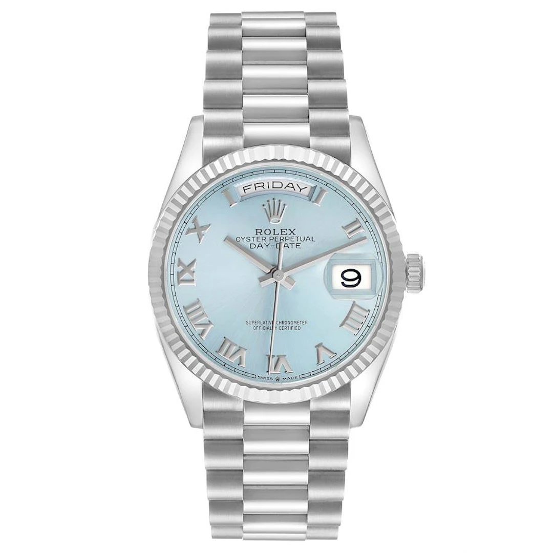 President Day-Date 'Ice Blue' Dial (Reference 128236). A 36mm platinum